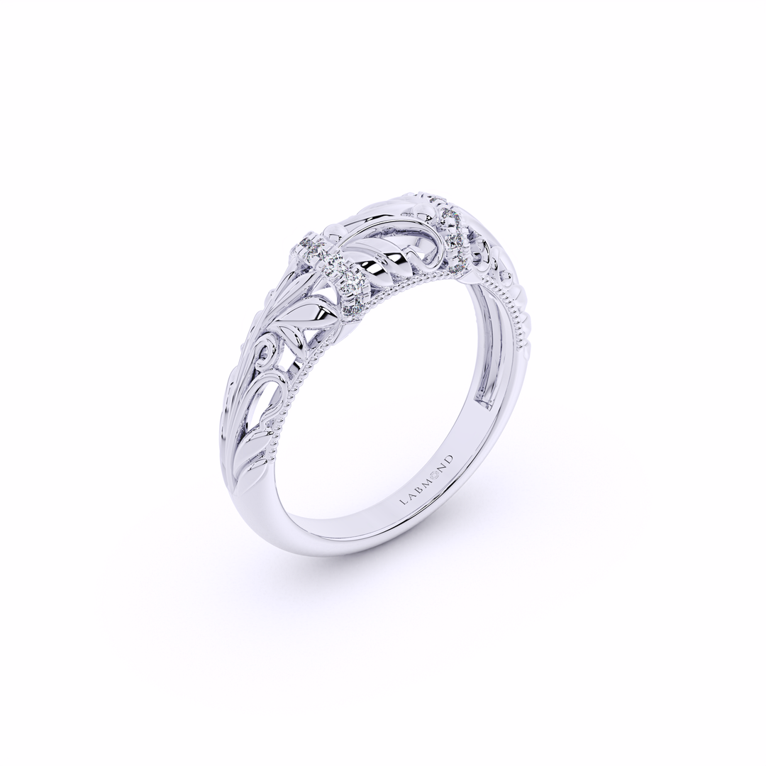 white-vintage-flora-solitaire-matching-band