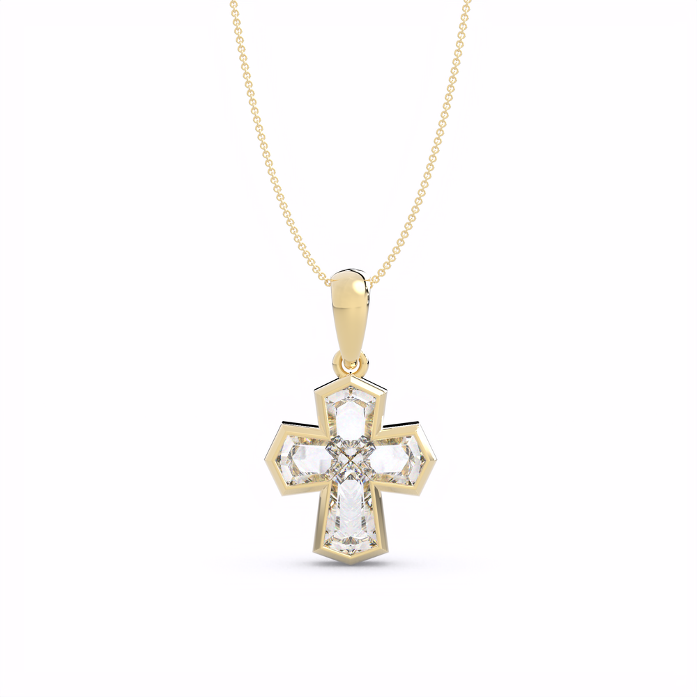 The Mosaic Diamond Cross Pendant#Yellow_1