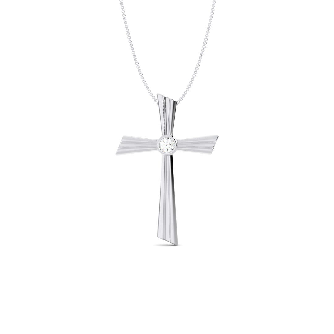 The Axis Diamond Cross Pendant#White_1
