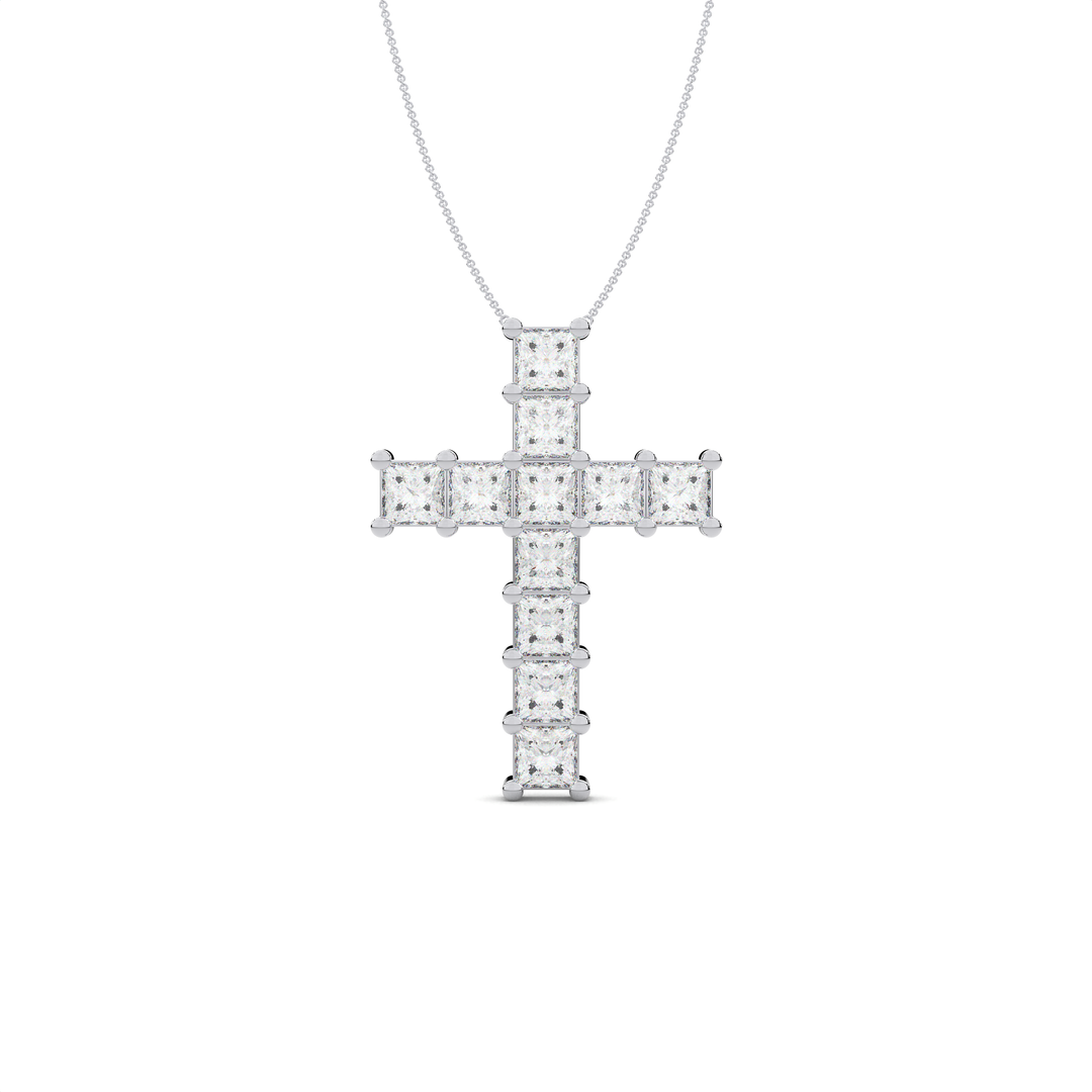 The Essence Diamond Cross Pendant#White_1