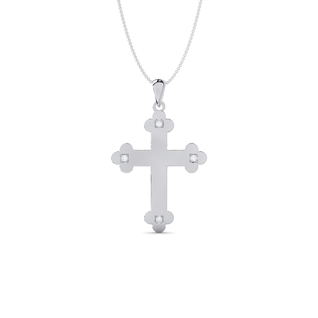The Fleur Diamond Cross Pendant#White_1