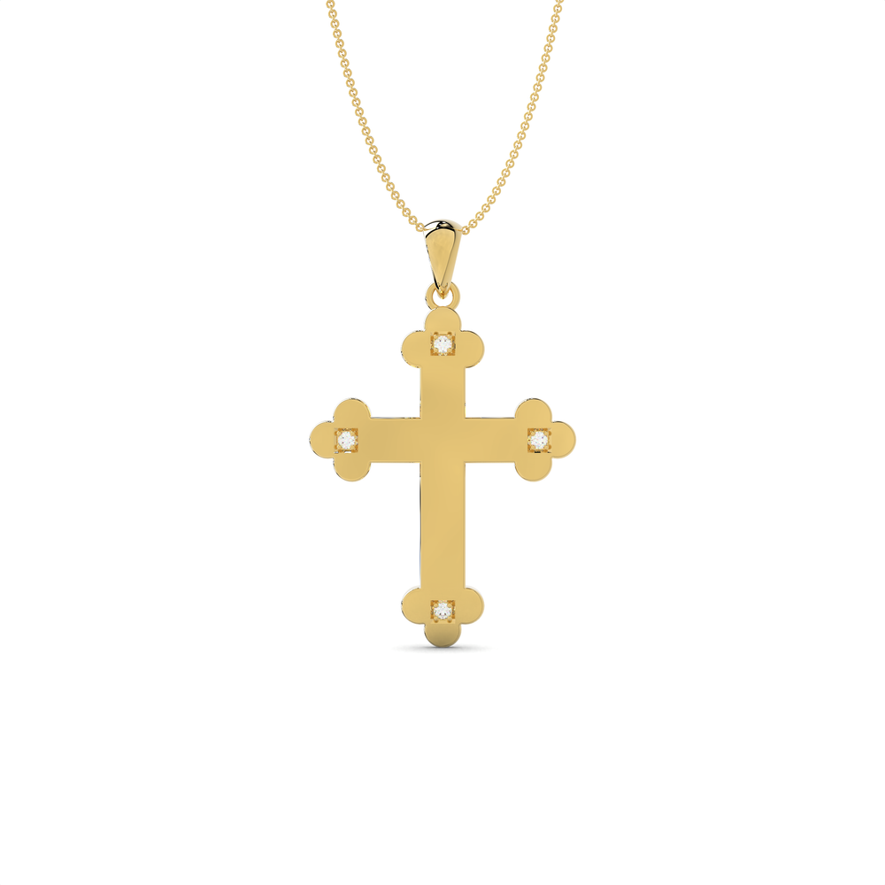 The Fleur Diamond Cross Pendant#Yellow_1