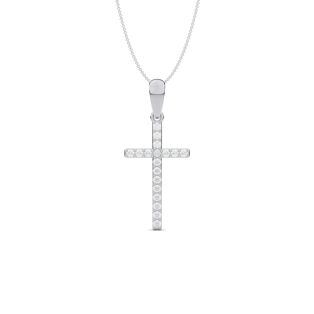 The Grace Diamond Cross Pendant#White_1