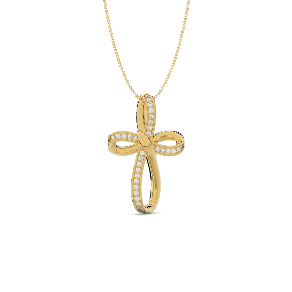 The Gracebow Diamond Cross Pendant#Yellow_1