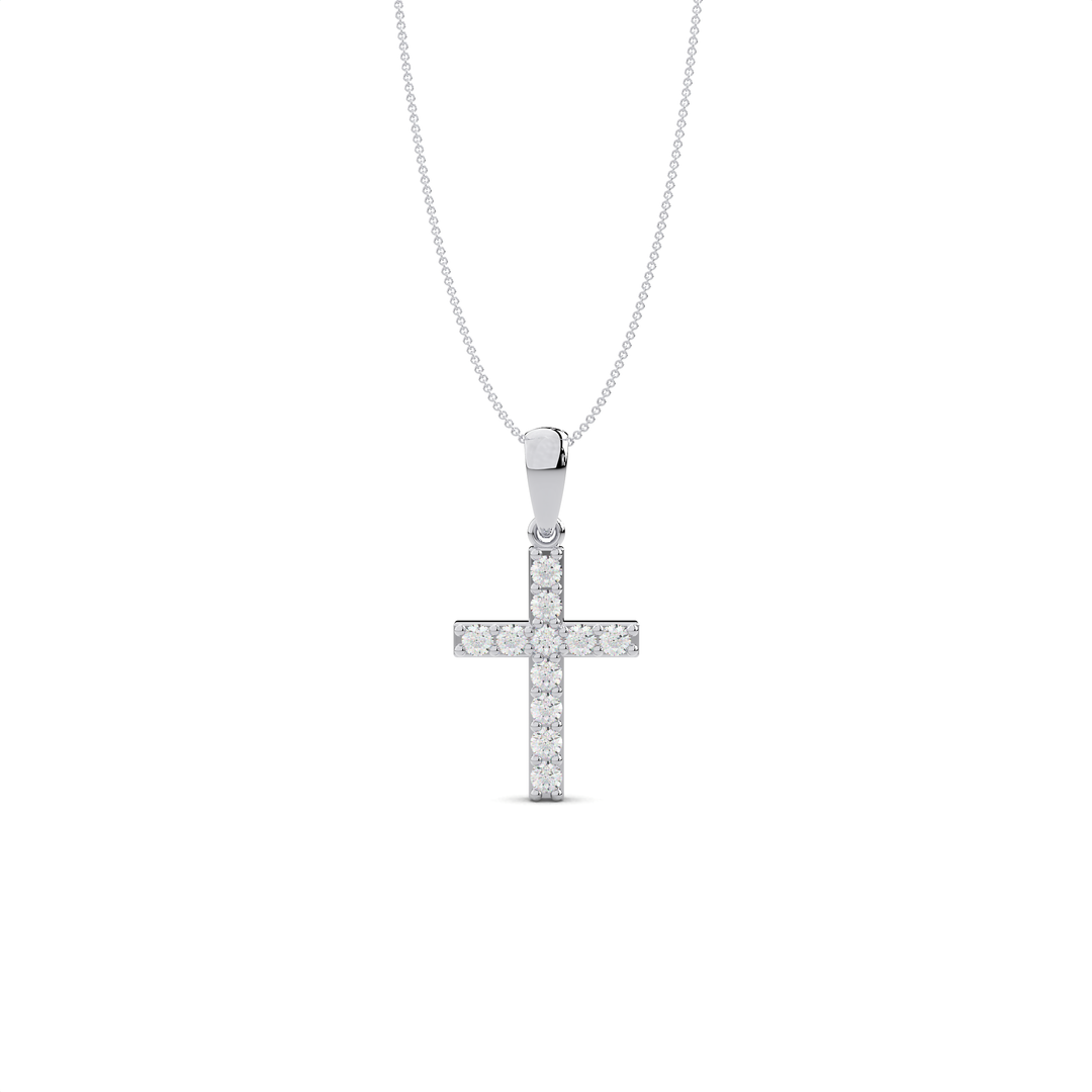 The Haven Diamond Cross Pendant#White_1