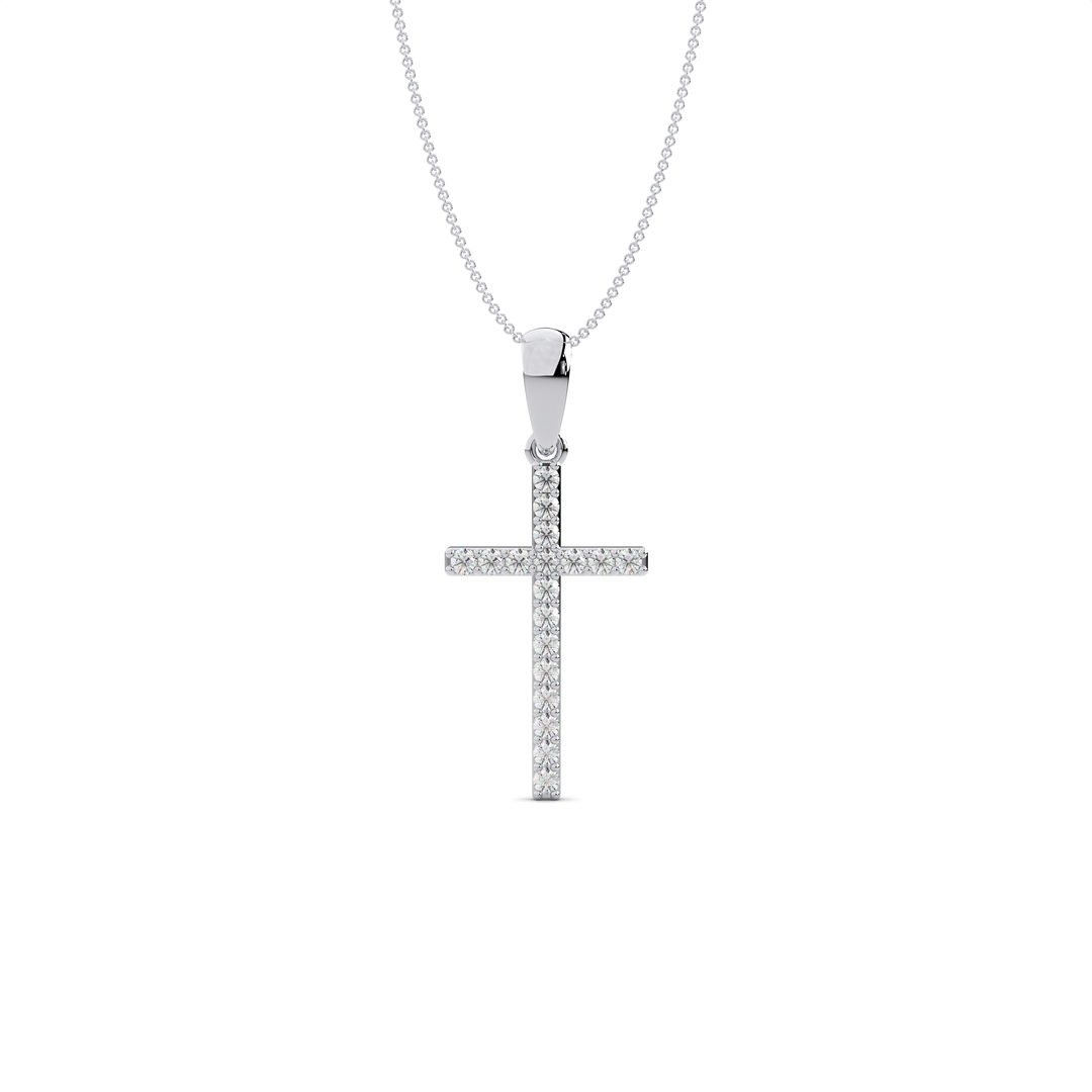 The Lucent Diamond Cross Pendant#White_1