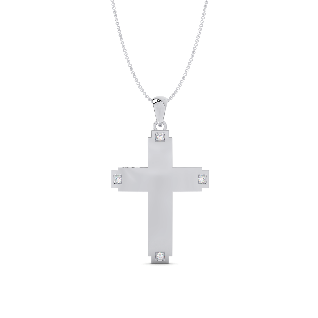 The Pixel Diamond Cross Pendant#White_1