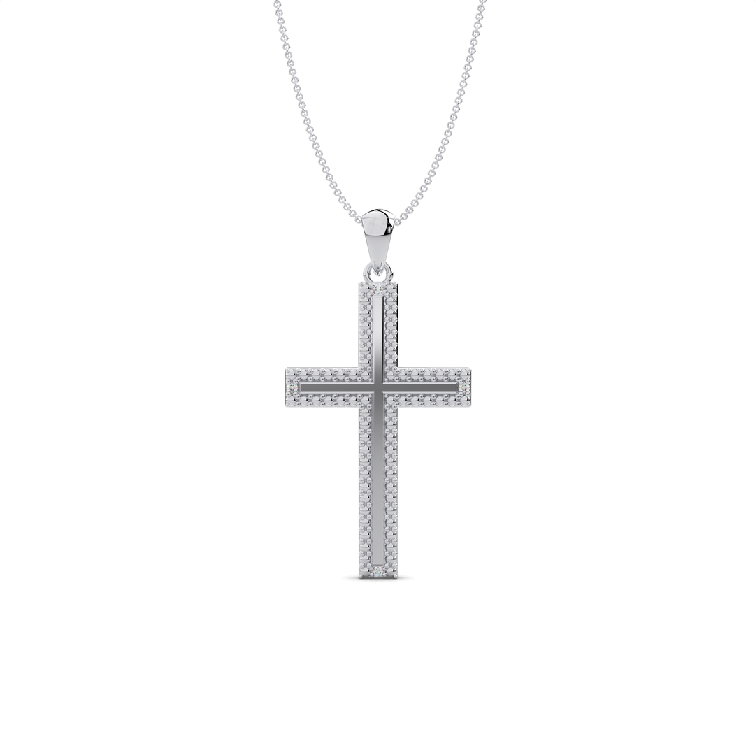 The Regal Diamond Cross Pendant#White_1