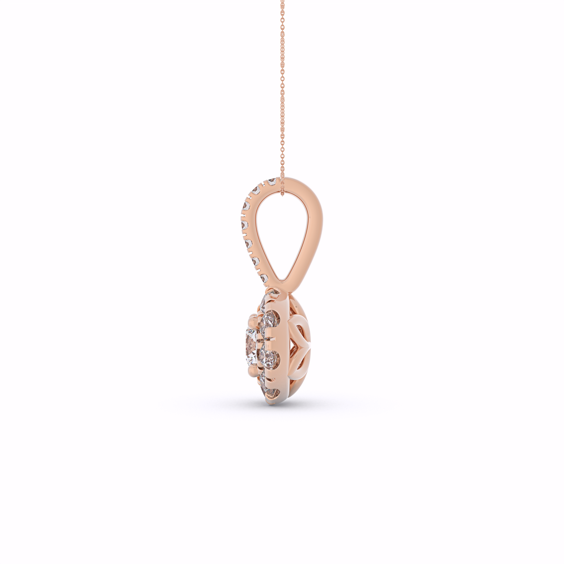 AVA Round Diamond Halo Pendant