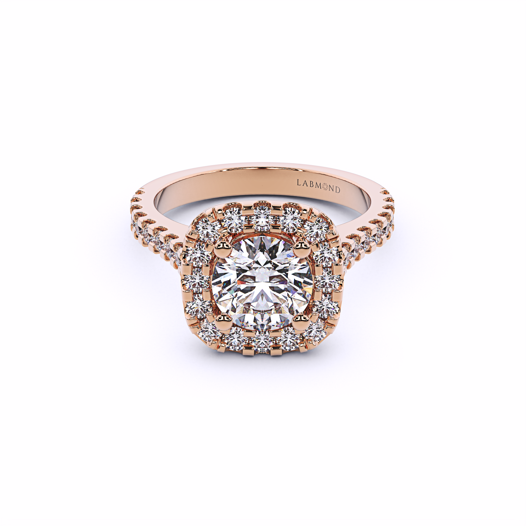 ELEMENT Round Cut Cushion Halo Engagement Rings