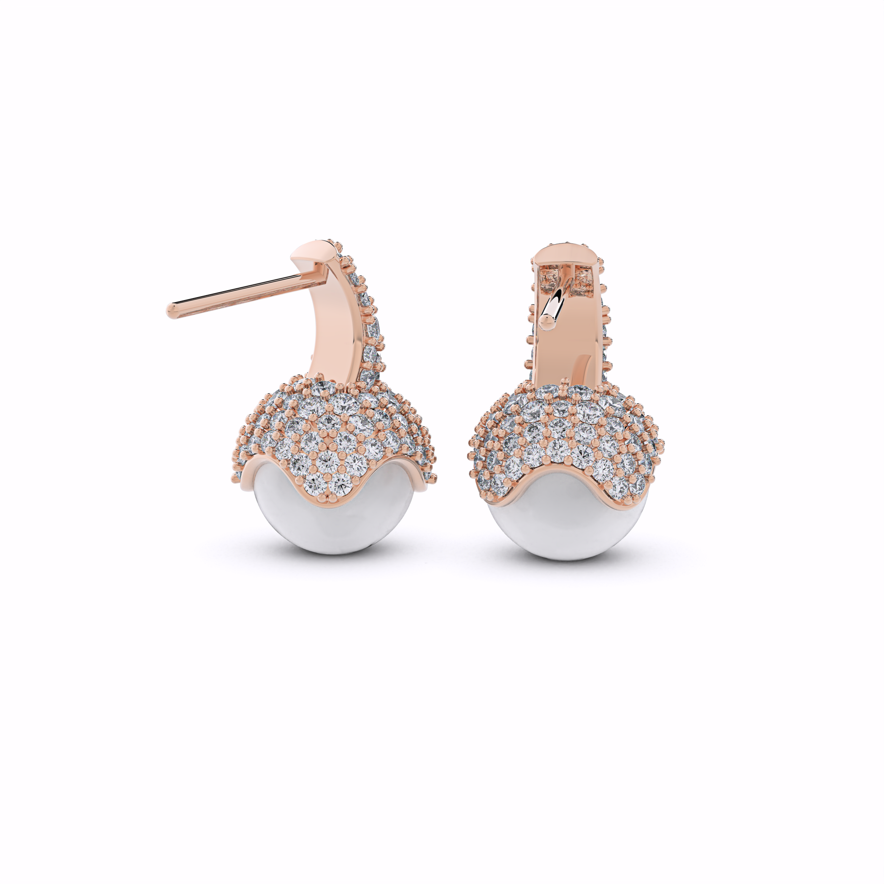 LUNA Diamond and Pearl Drop Earrings