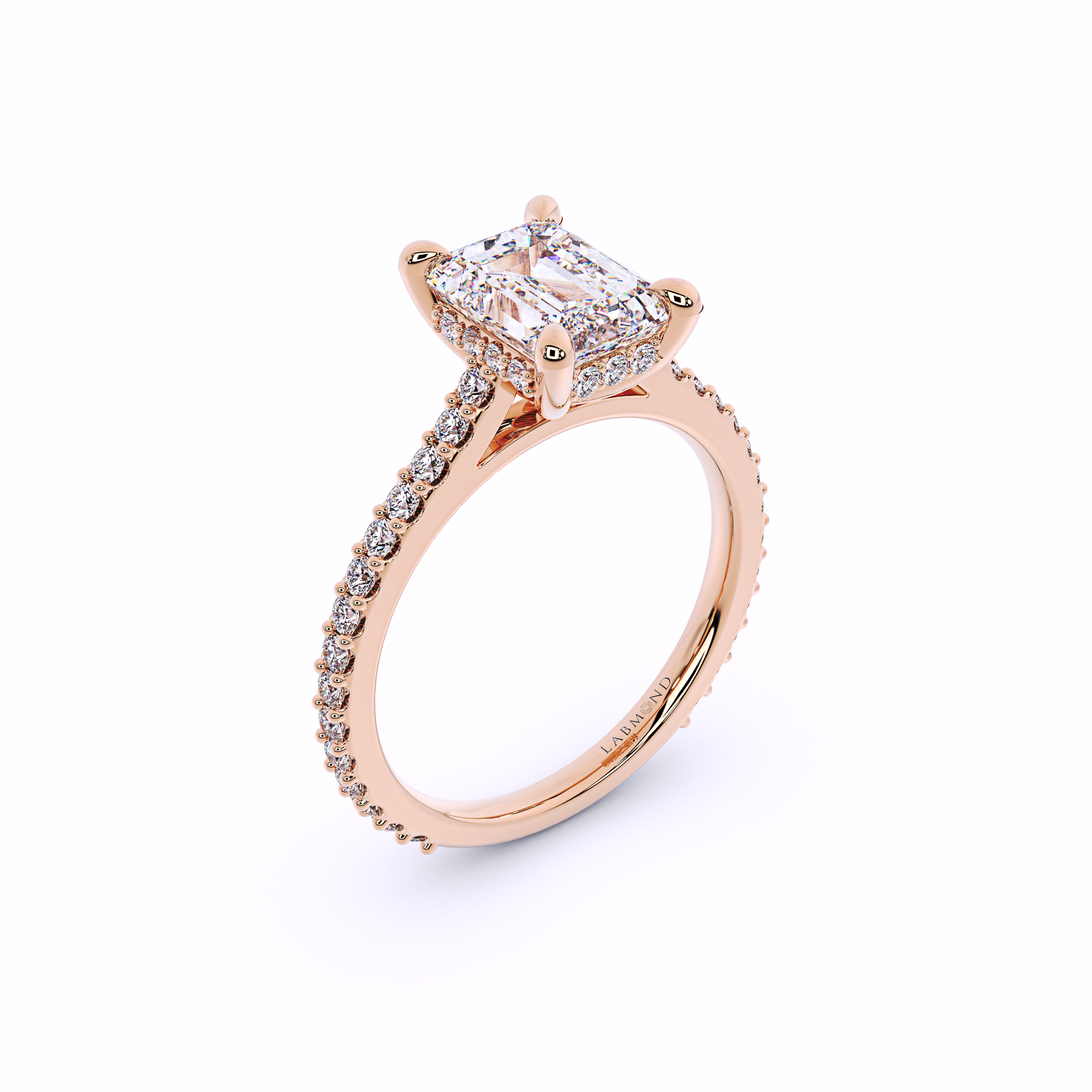 DUKE Emerald Cut Hidden Halo Engagement Ring