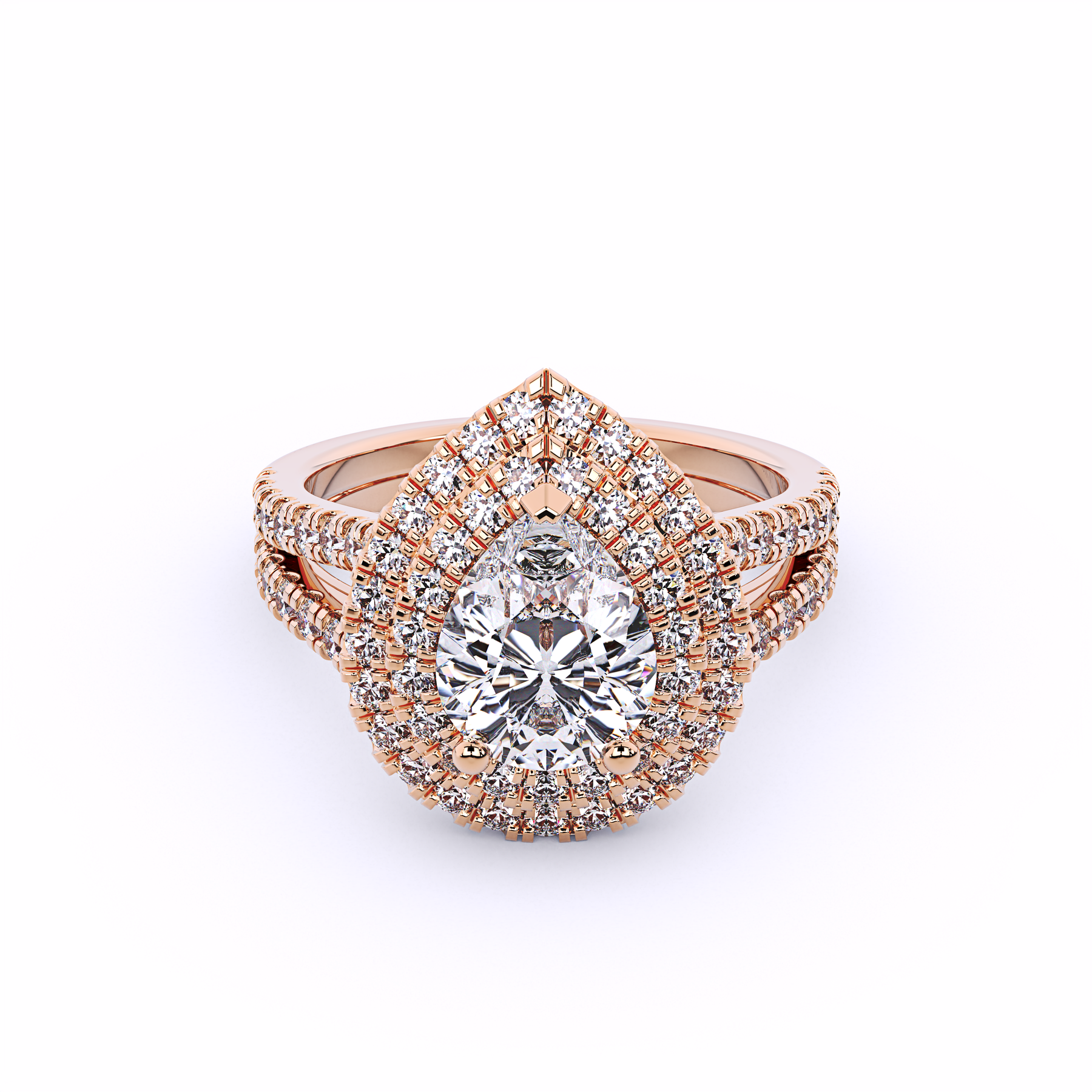 ELIZABETHAN Double Halo Pear Shape Engagement Ring