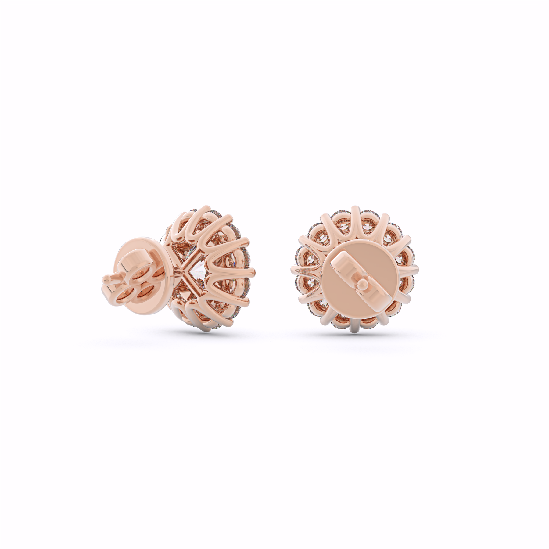 AURORA Halo Diamond Stud Earrings