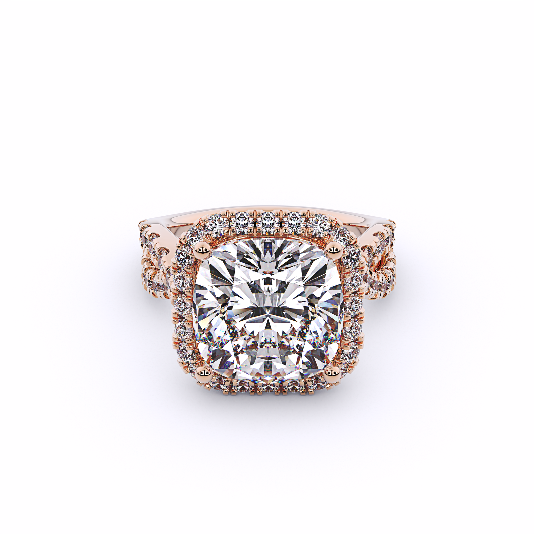 JADE Twisted Band Cushion Halo Engagement Ring