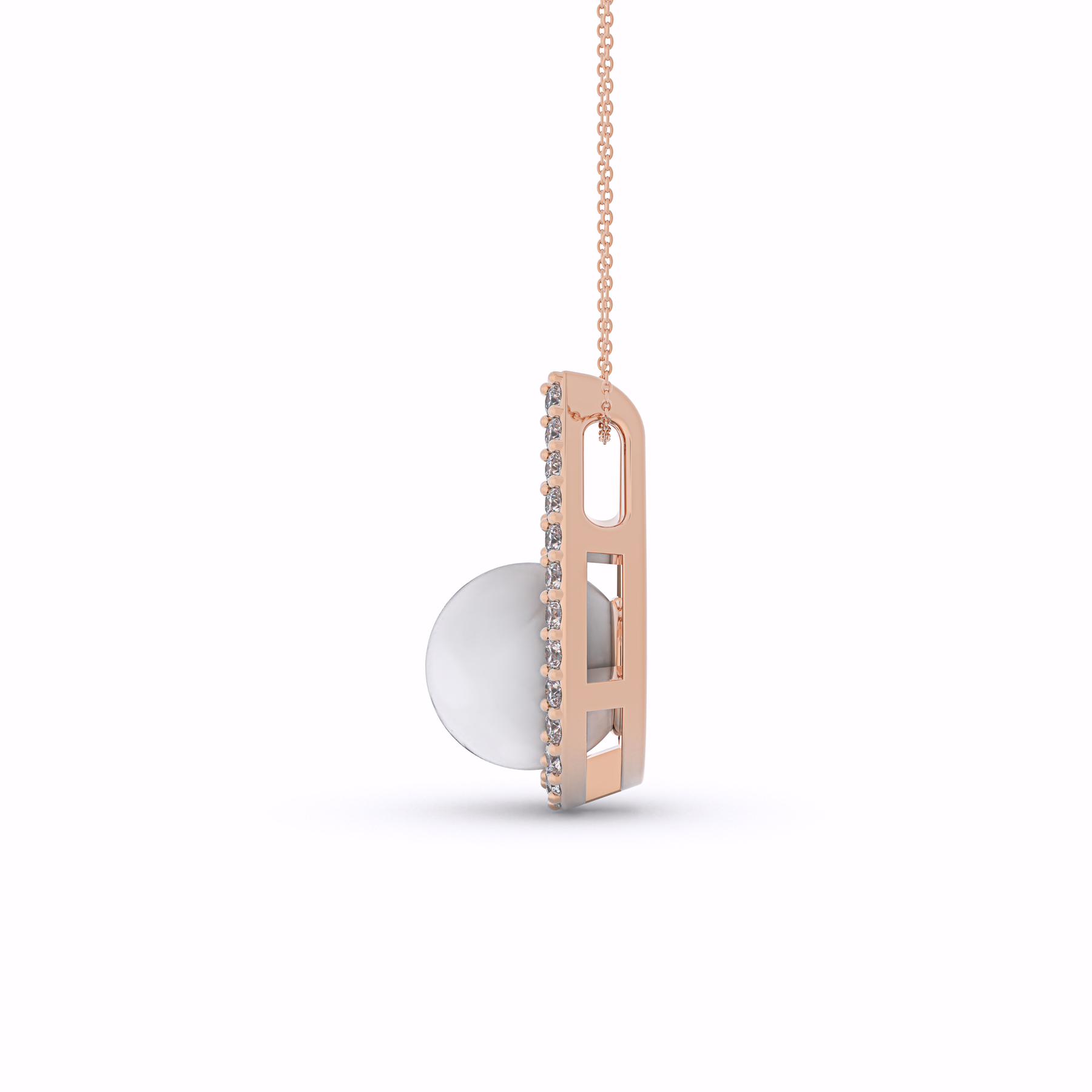 MAYA U-Shaped Diamond and Pearl Pendant