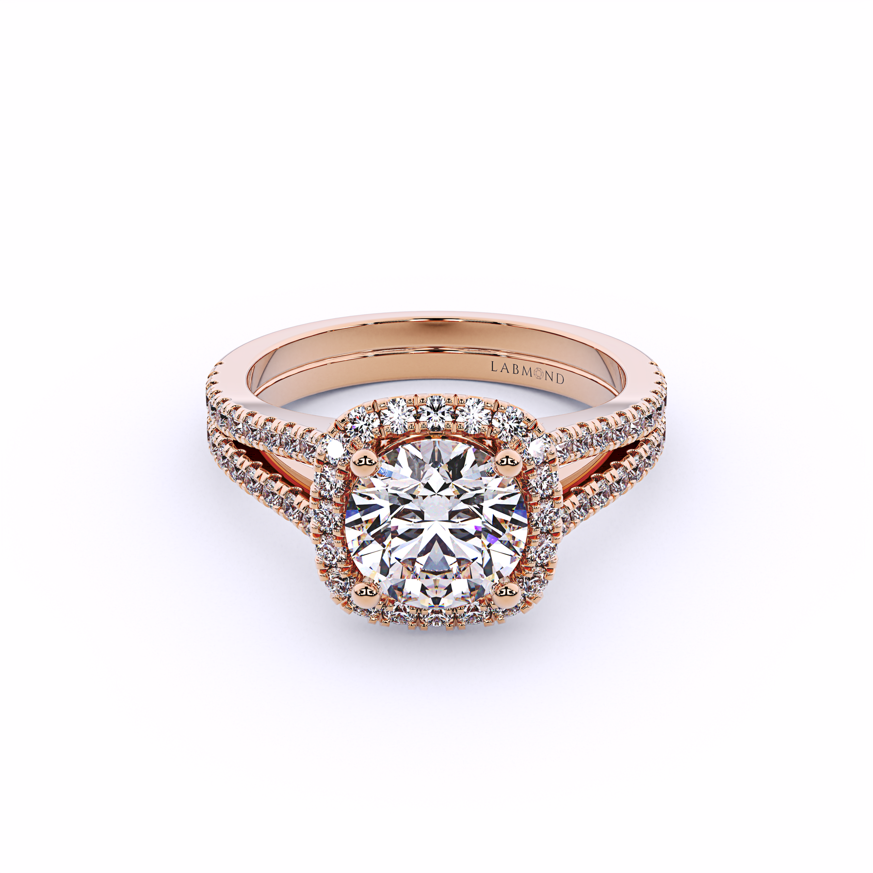 OASIS Double Banded Diamond Round Halo Engagement Ring