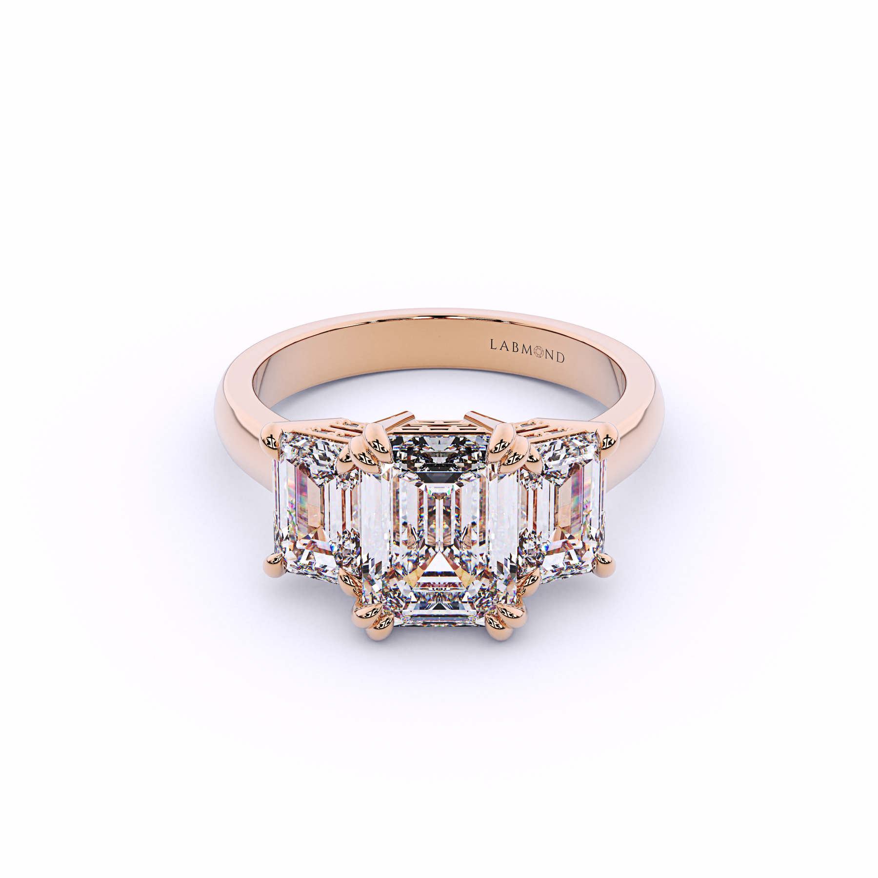 QUANTUM Trinity Emerald Underhalo Engagement Ring