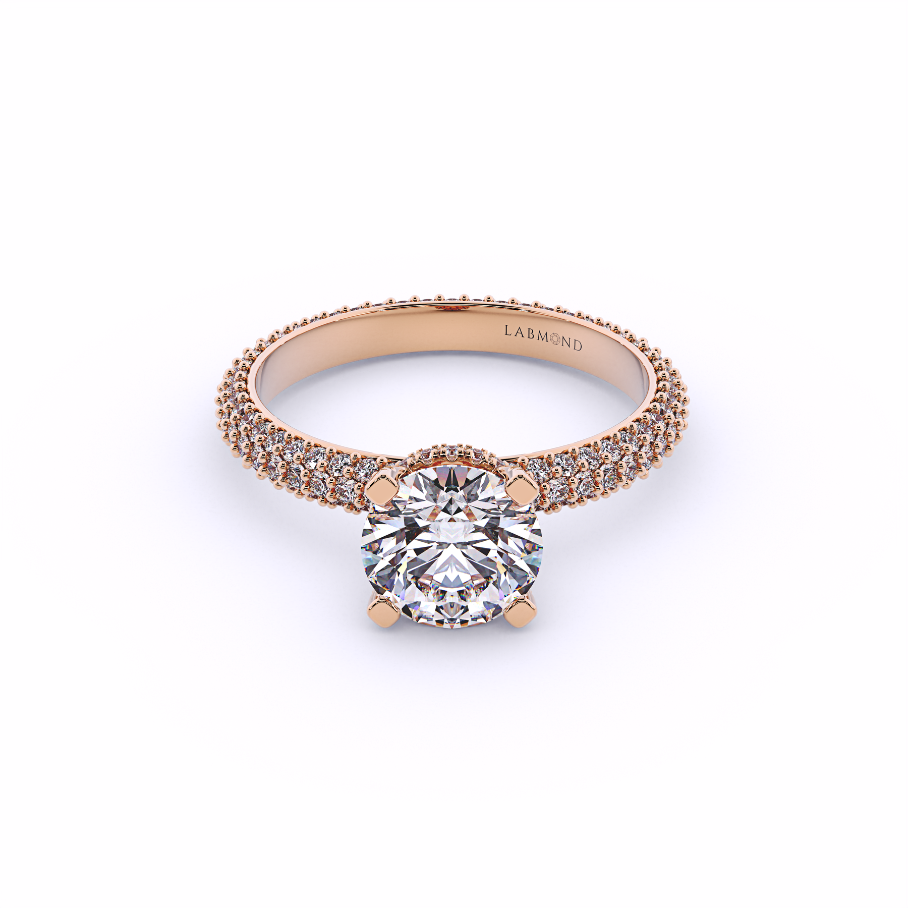 RIVA Micro Pave Round Double Underhalo Ring