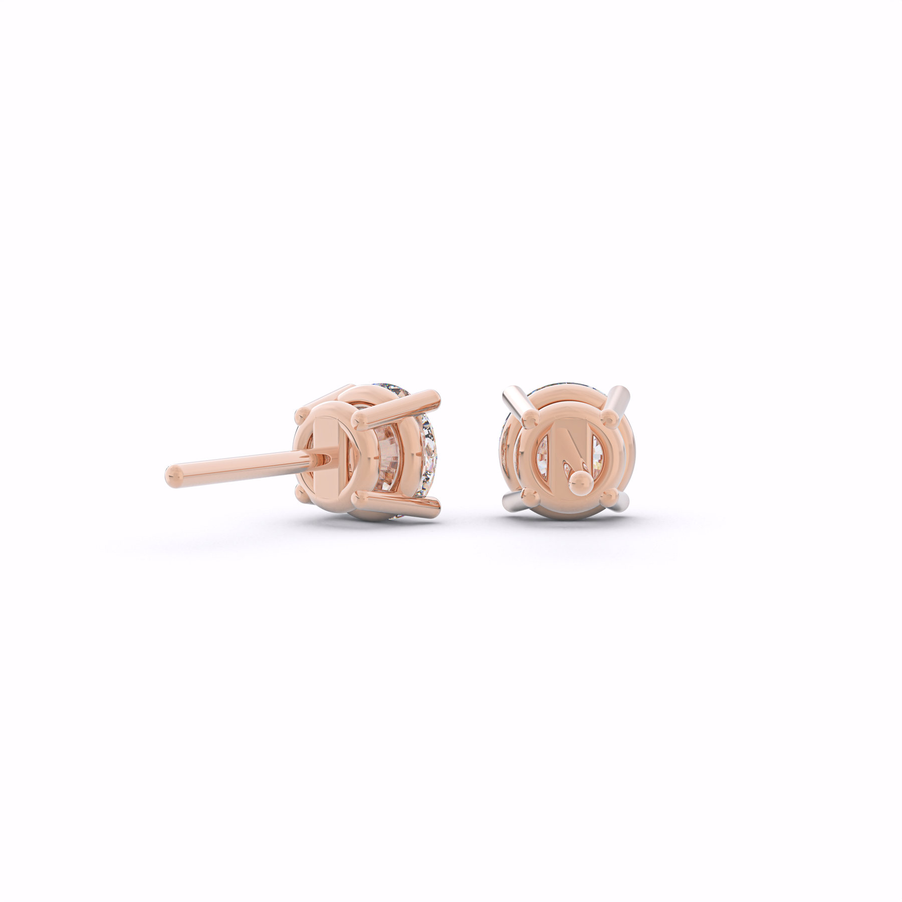 Simple Round Diamond Stud Earrings