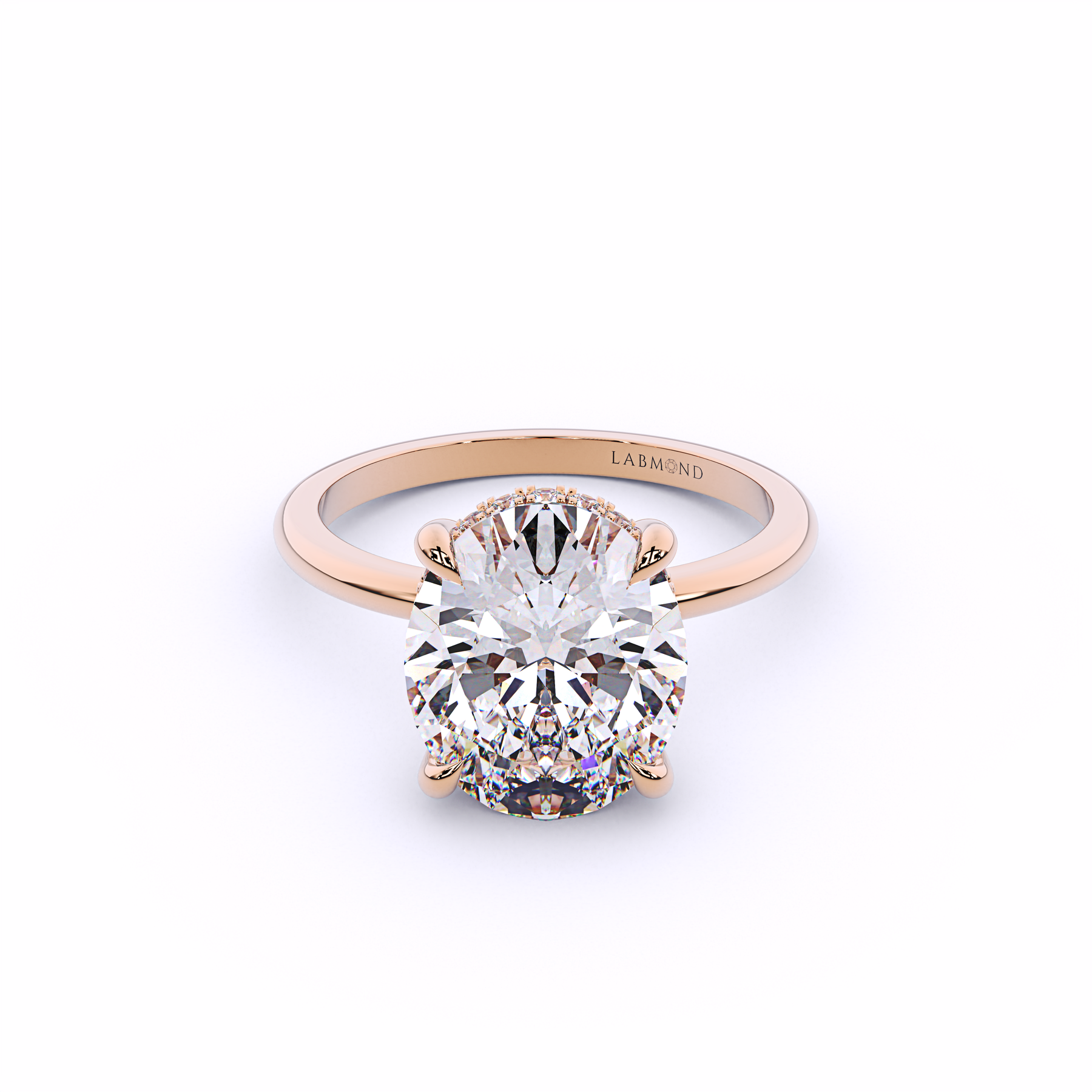 Simple Oval Hidden Halo Engagement Ring