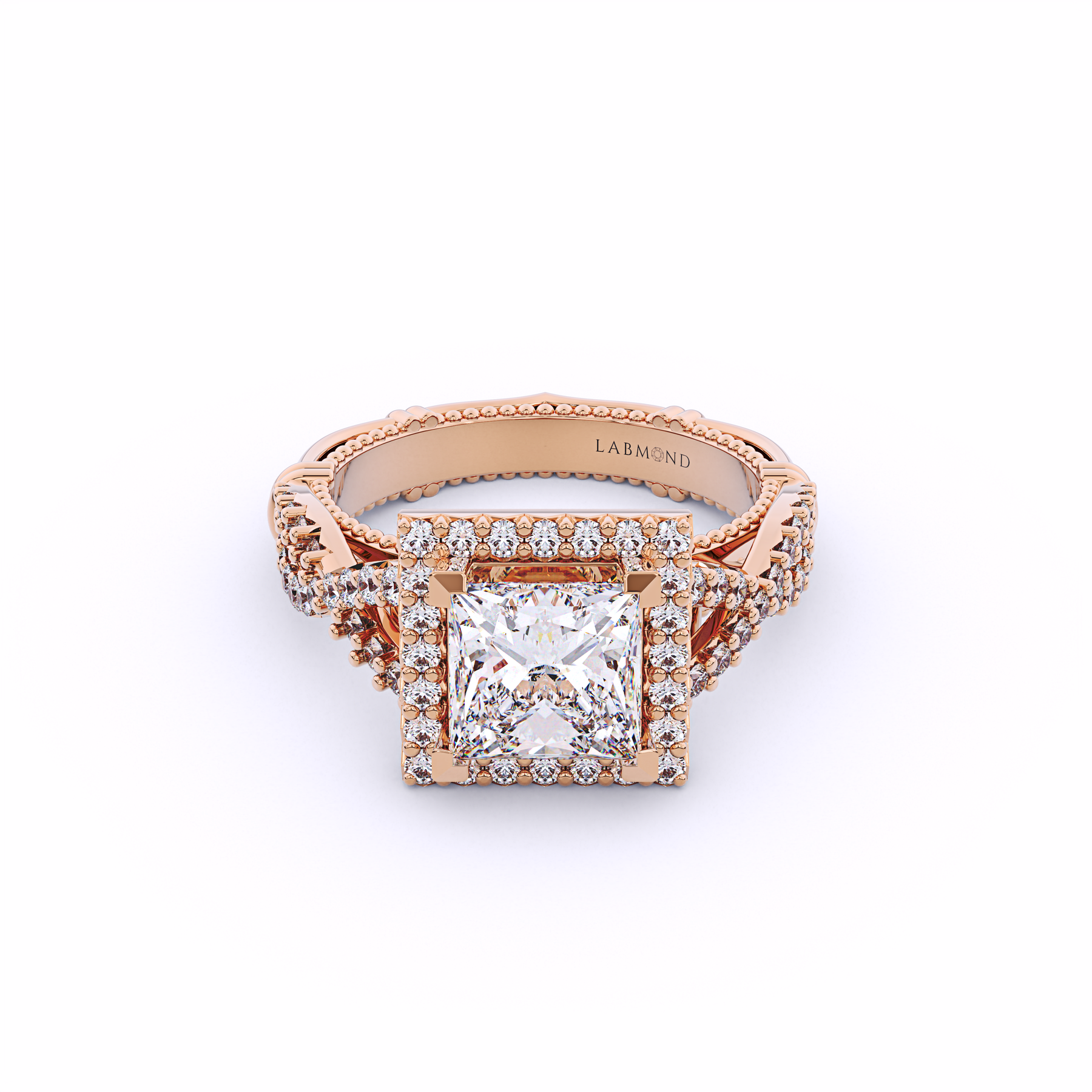 VALENCIA Princess Cut Square Halo Engagement Ring