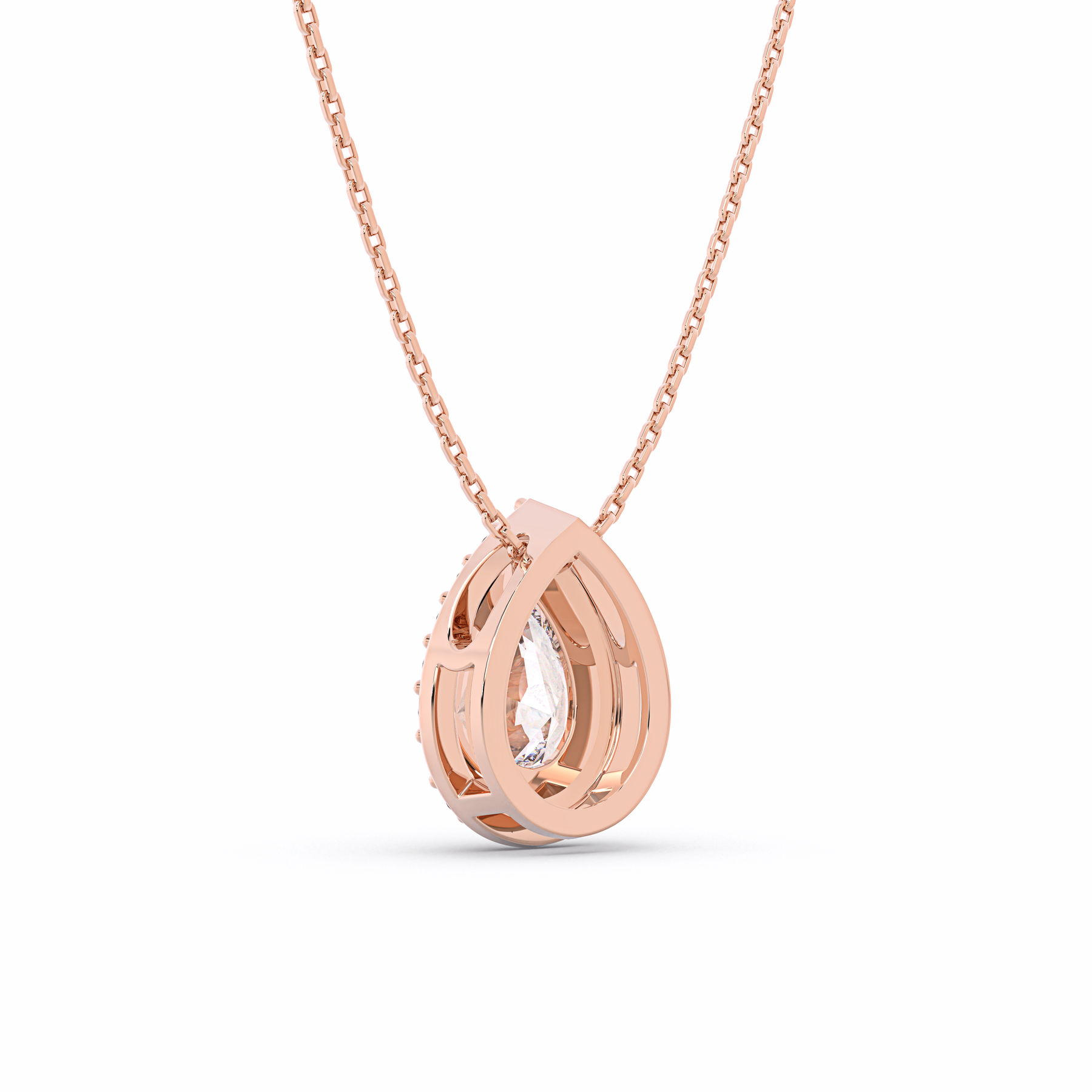 AMELIA Pear Lab Grown Diamond Halo Pendant