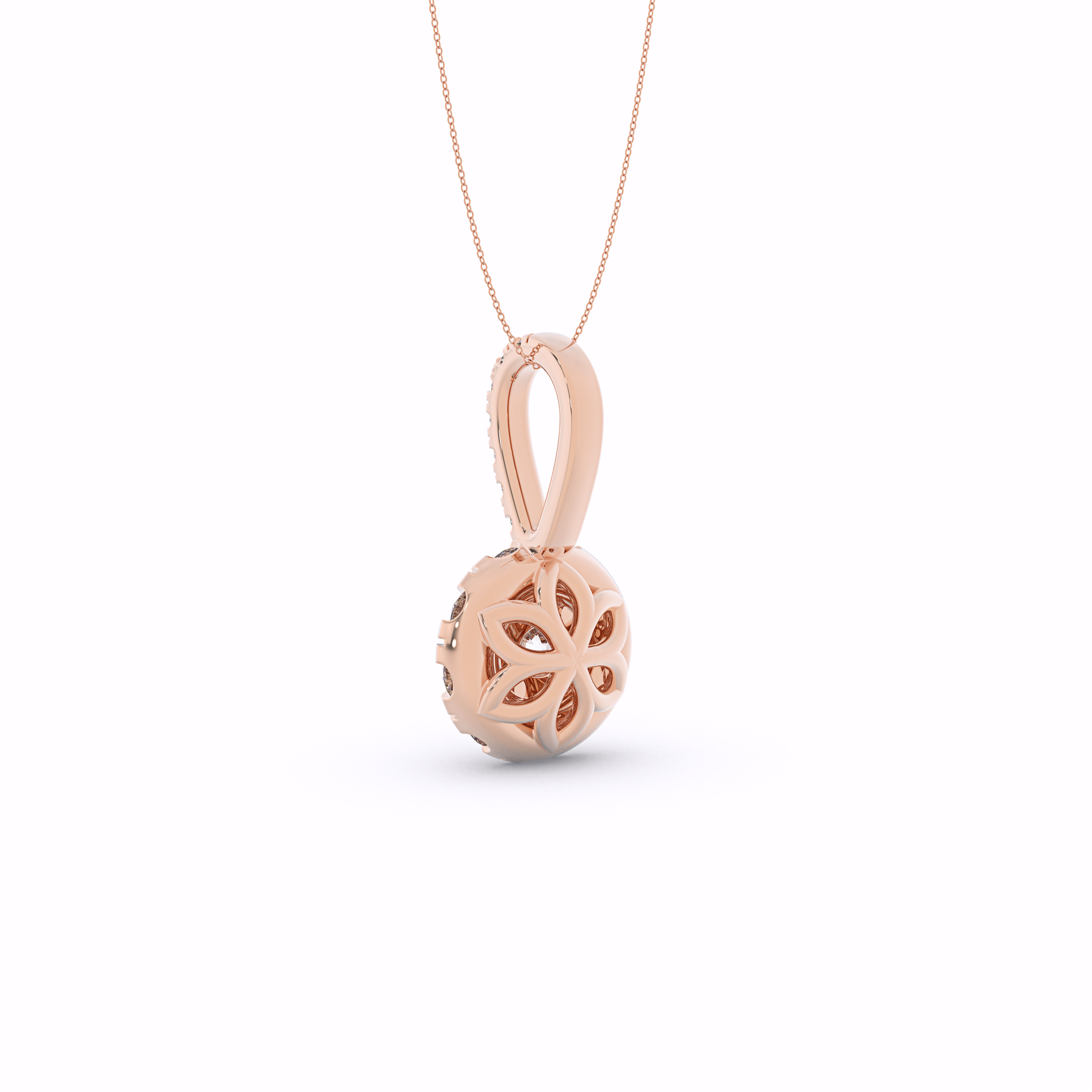 AVA Round Diamond Halo Pendant