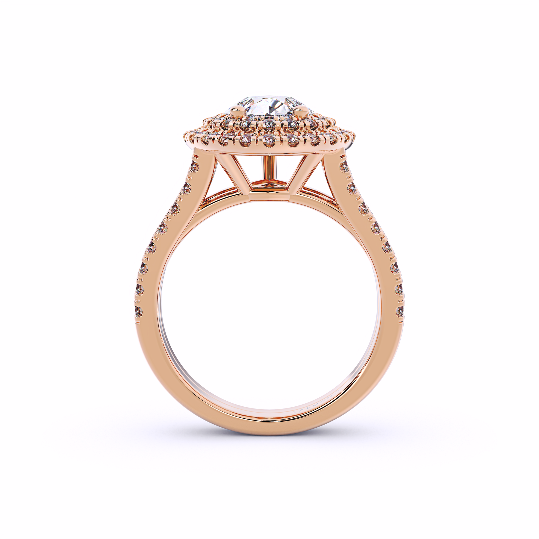 ELIZABETHAN Double Halo Pear Shape Engagement Ring