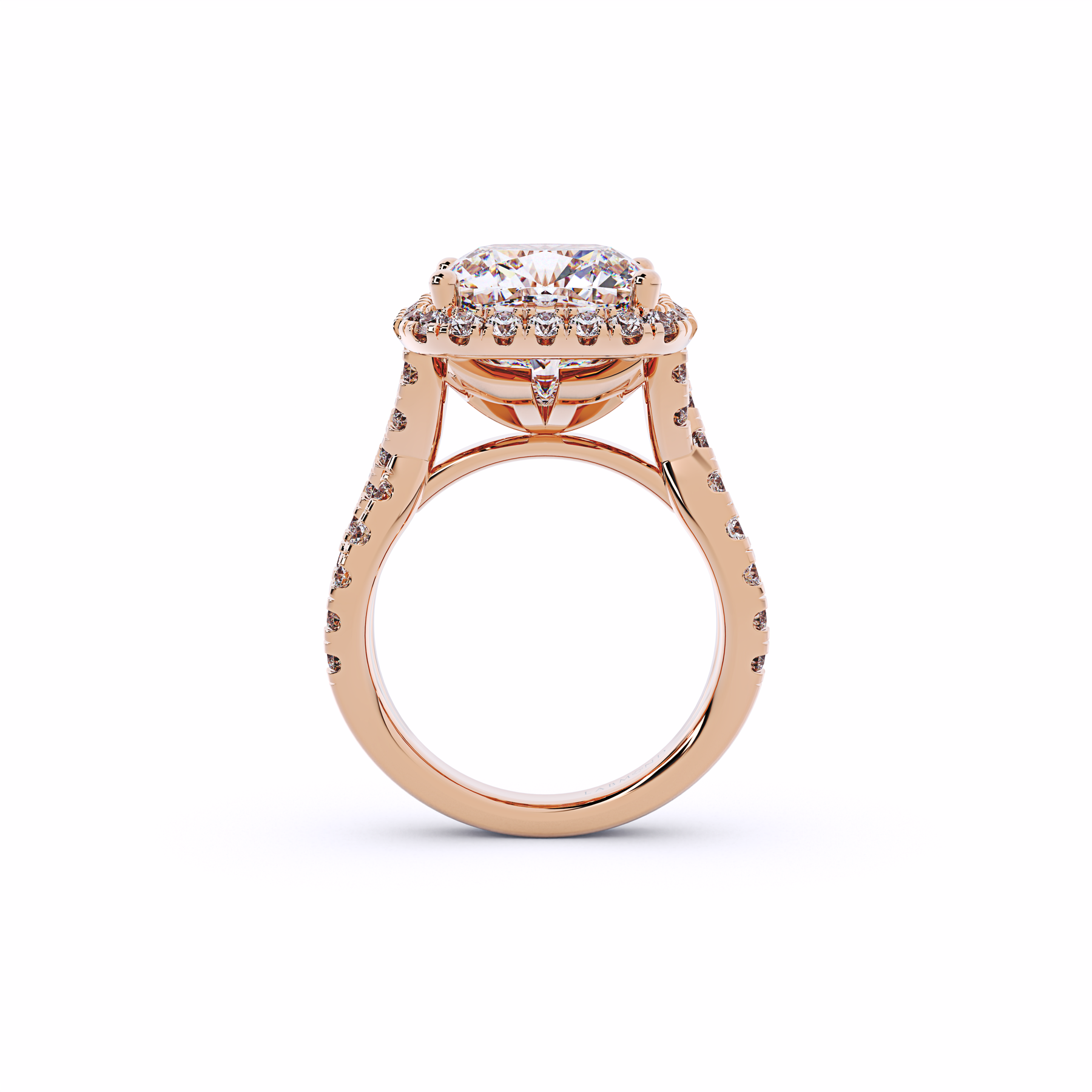 JADE Twisted Band Cushion Halo Engagement Ring