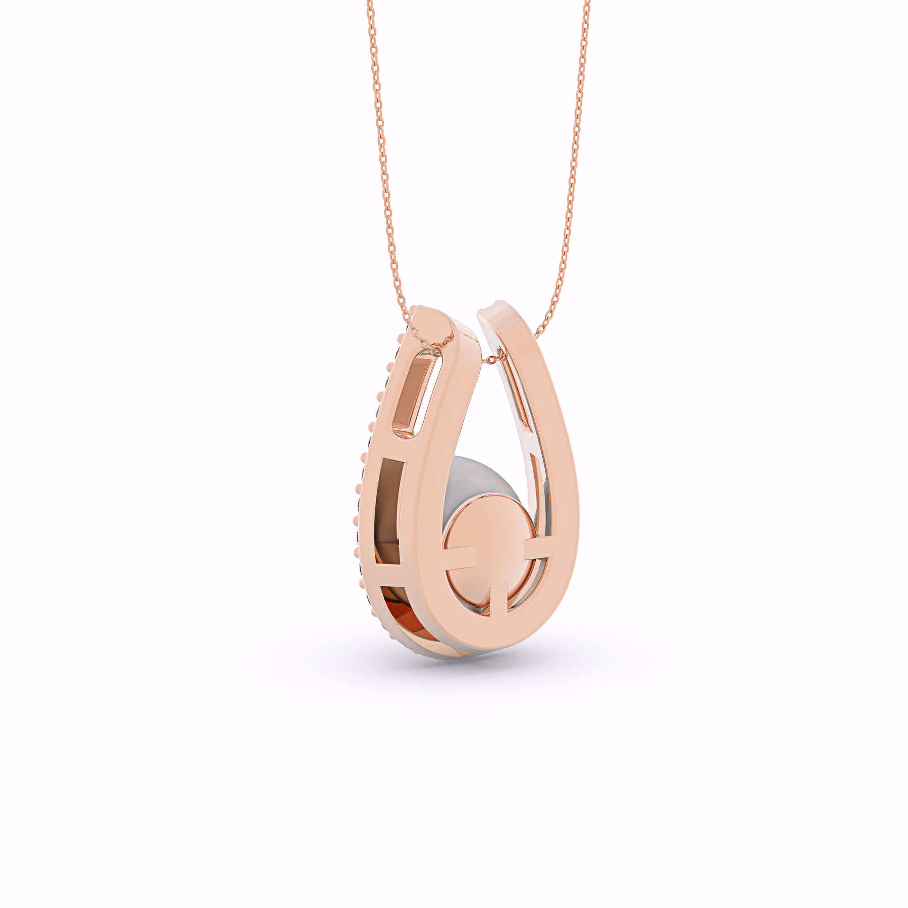MAYA U-Shaped Diamond and Pearl Pendant