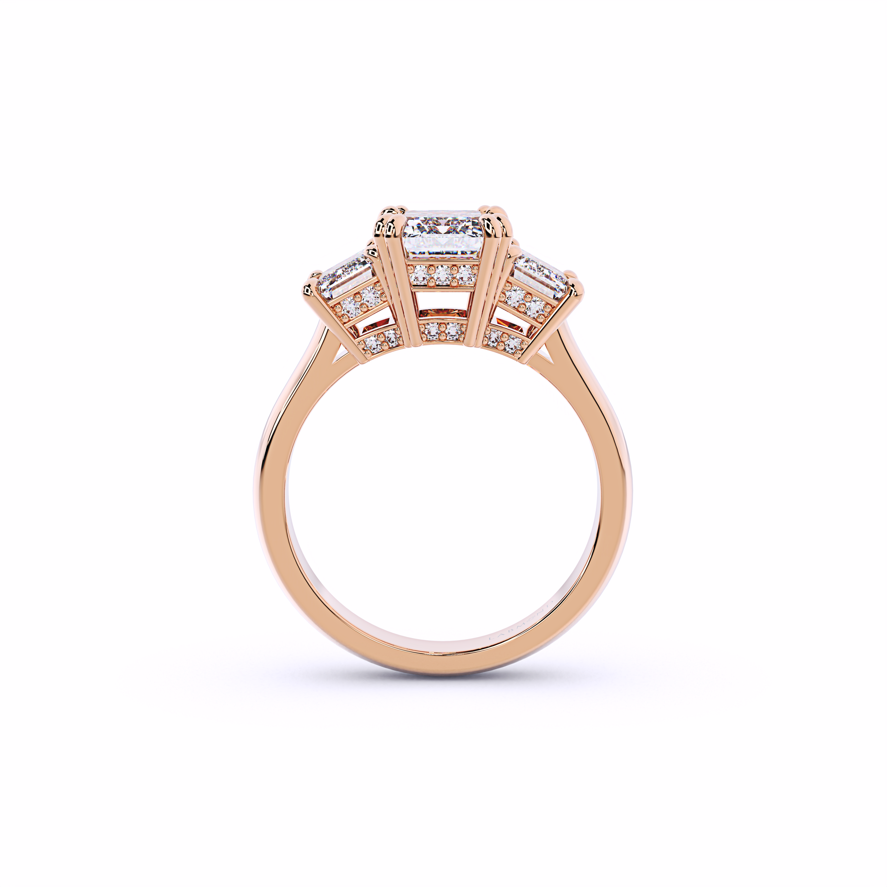 QUANTUM Trinity Emerald Underhalo Engagement Ring
