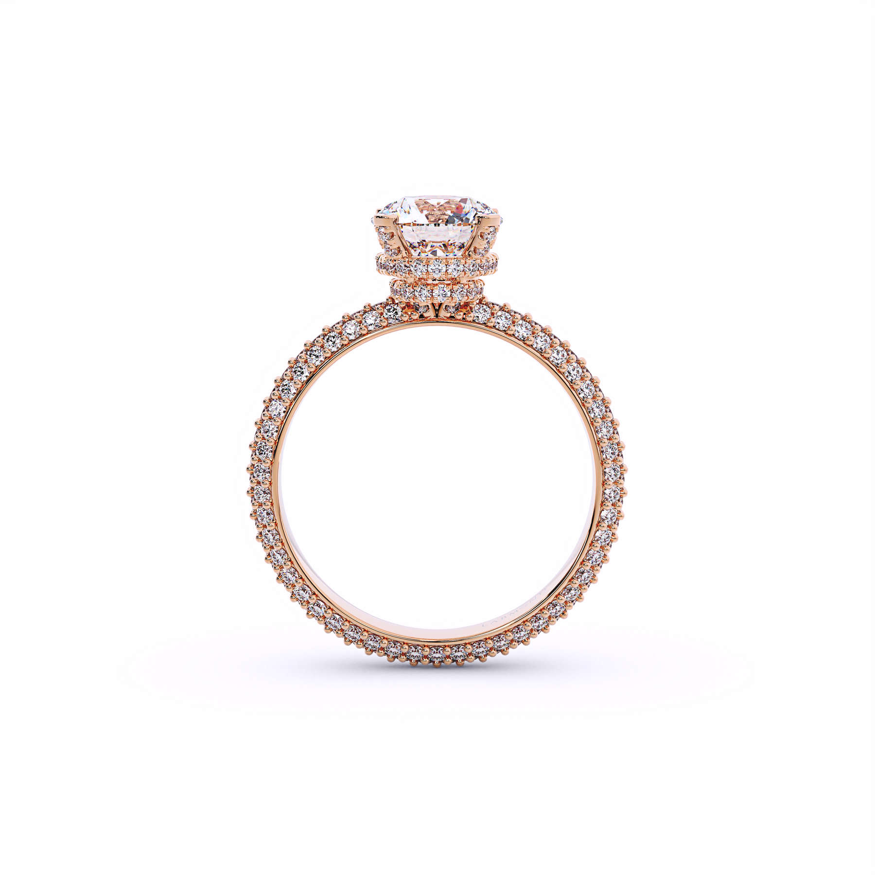 RIVA Micro Pave Round Double Underhalo Ring