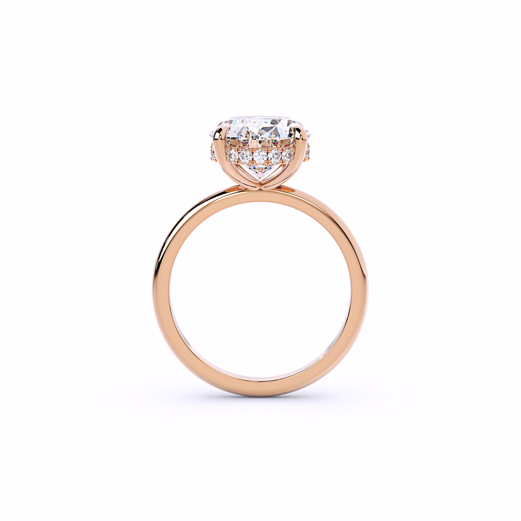 Simple Oval Hidden Halo Engagement Ring