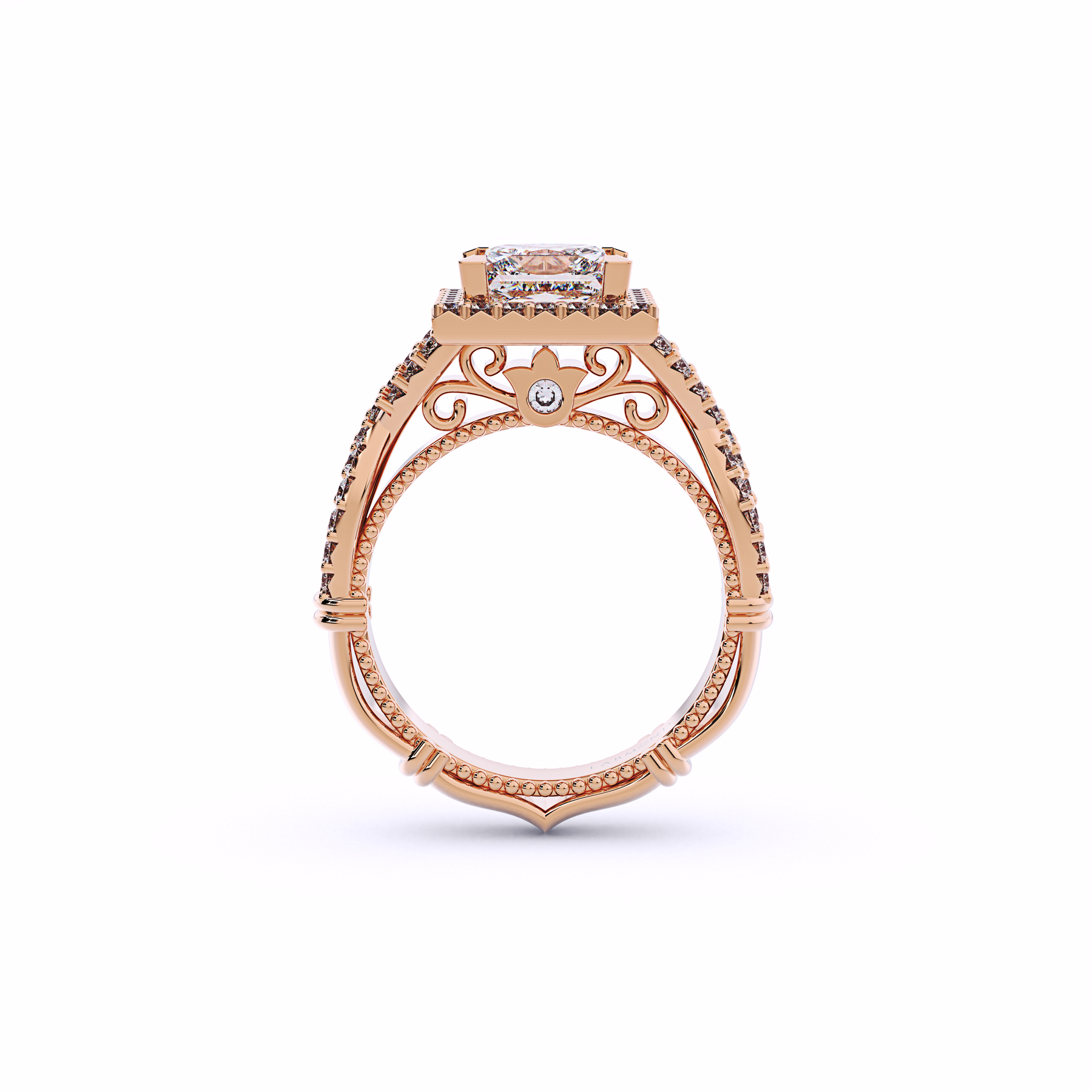 VALENCIA Princess Cut Square Halo Engagement Ring