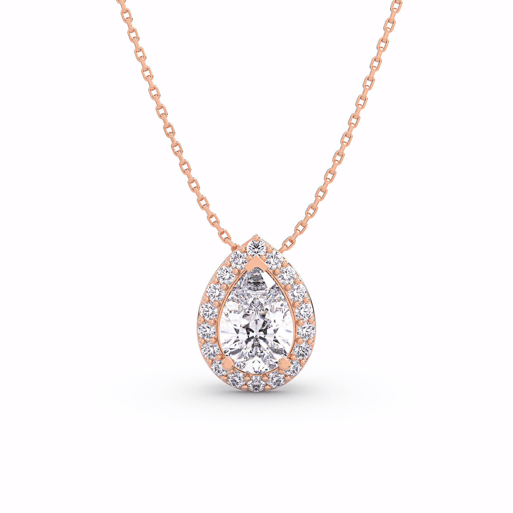 AMELIA Pear Lab Grown Diamond Halo Pendant