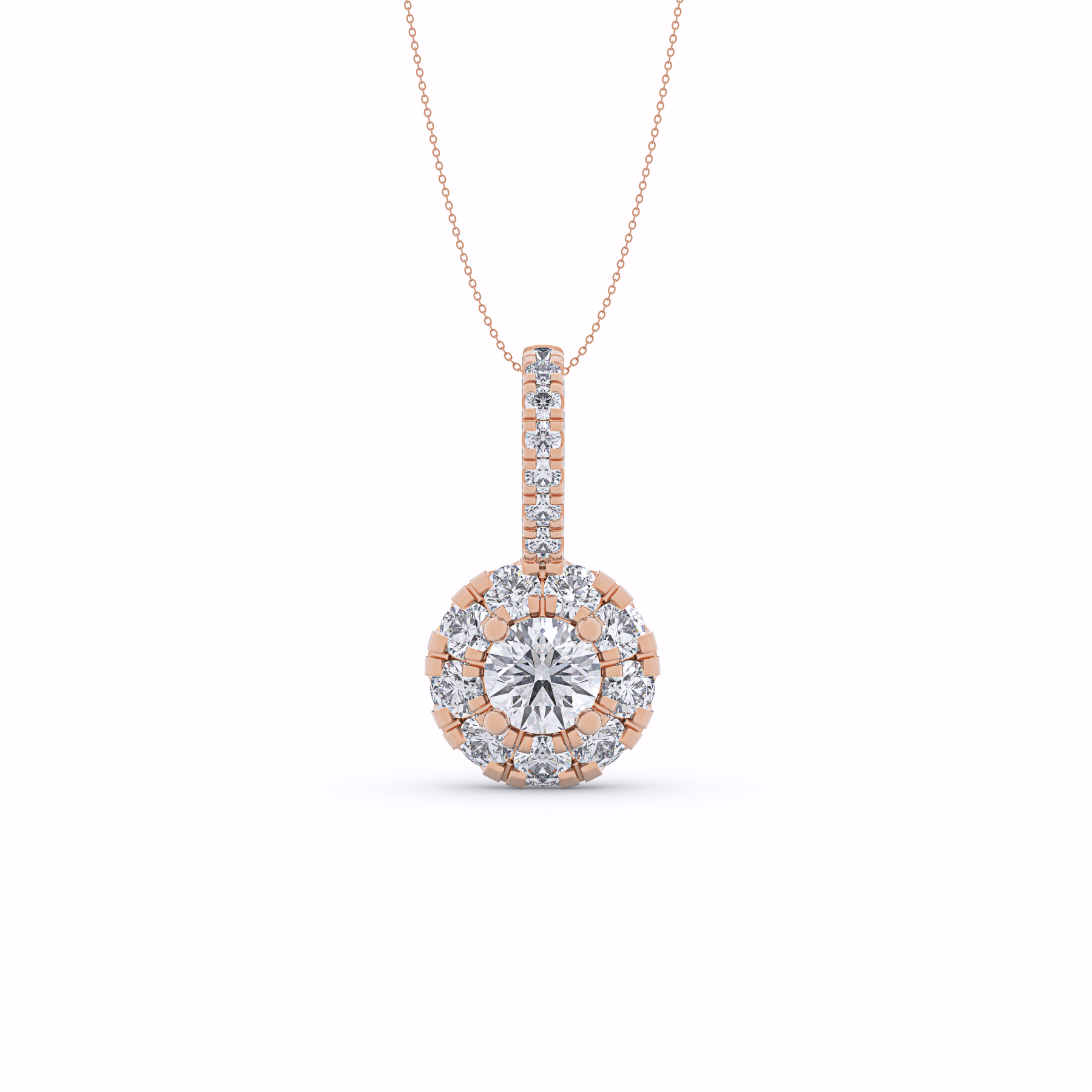 AVA Round Diamond Halo Pendant