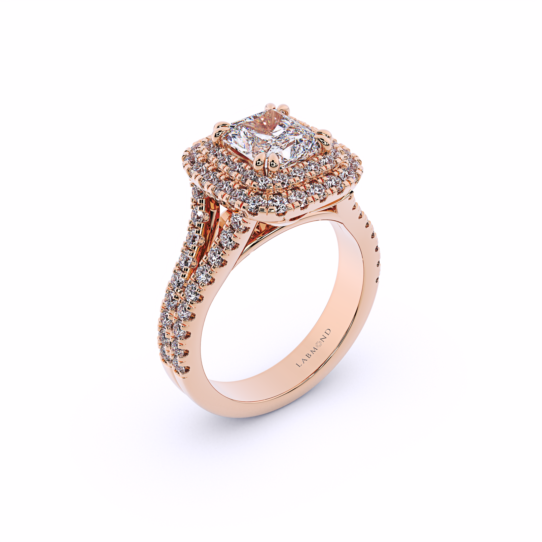 DESTINY Princess Cut Engagement Ring Double Halo