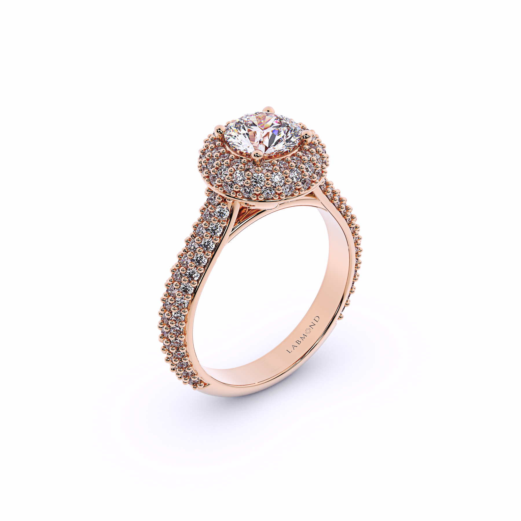 DIVERSION Round Waterfall Halo Engagement Ring