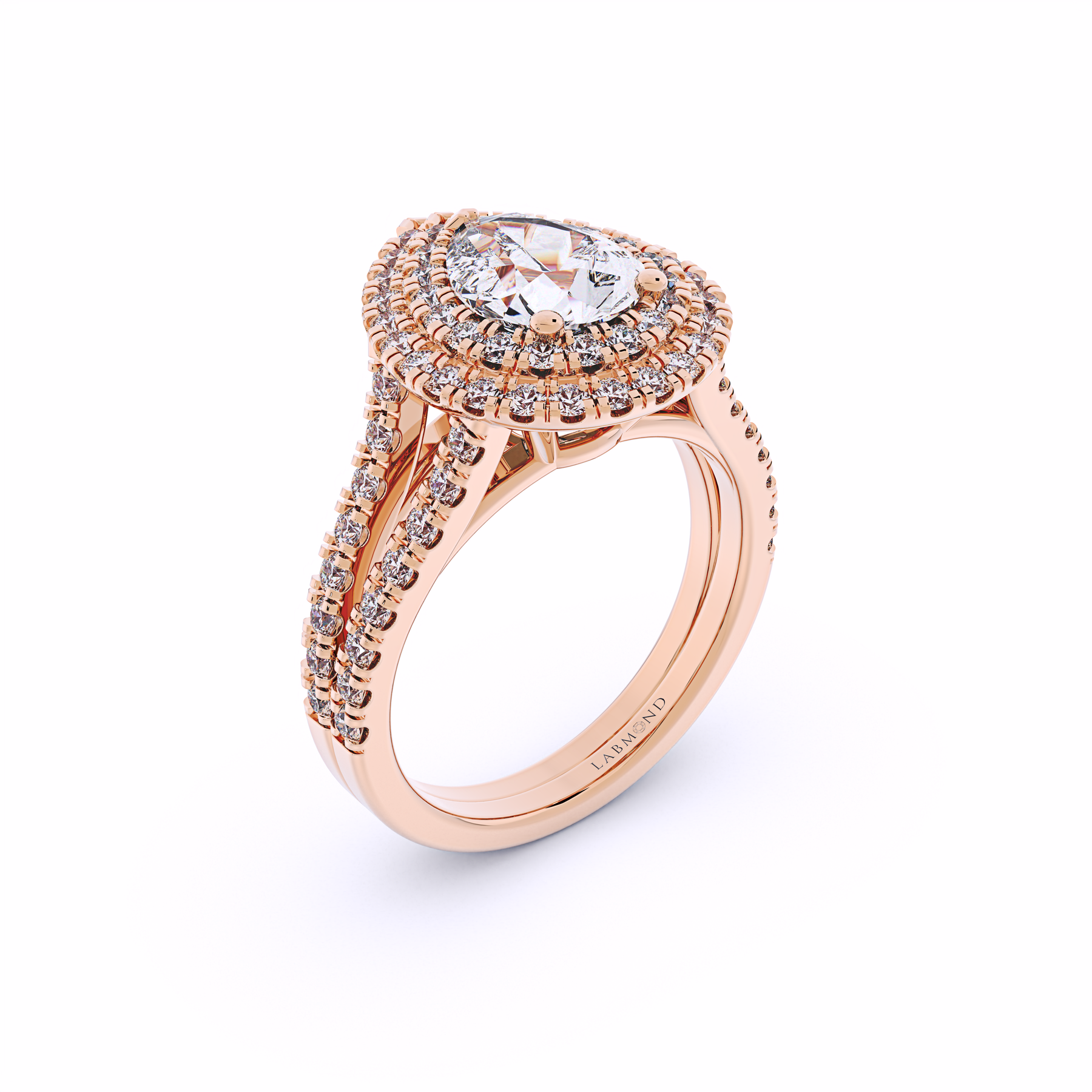 ELIZABETHAN Double Halo Pear Shape Engagement Ring