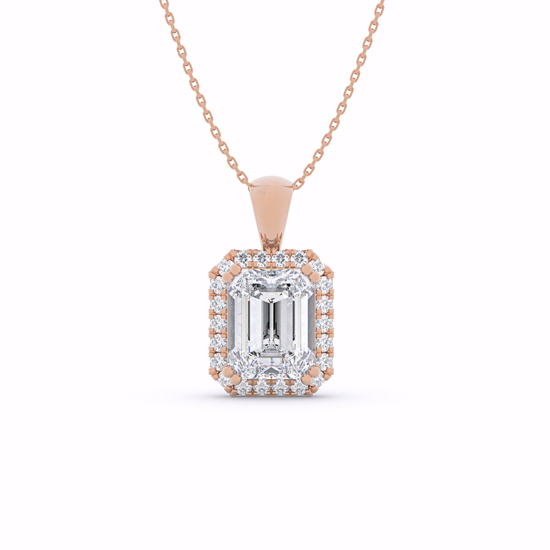 rose-emerald-cut-diamond-halo-pendant