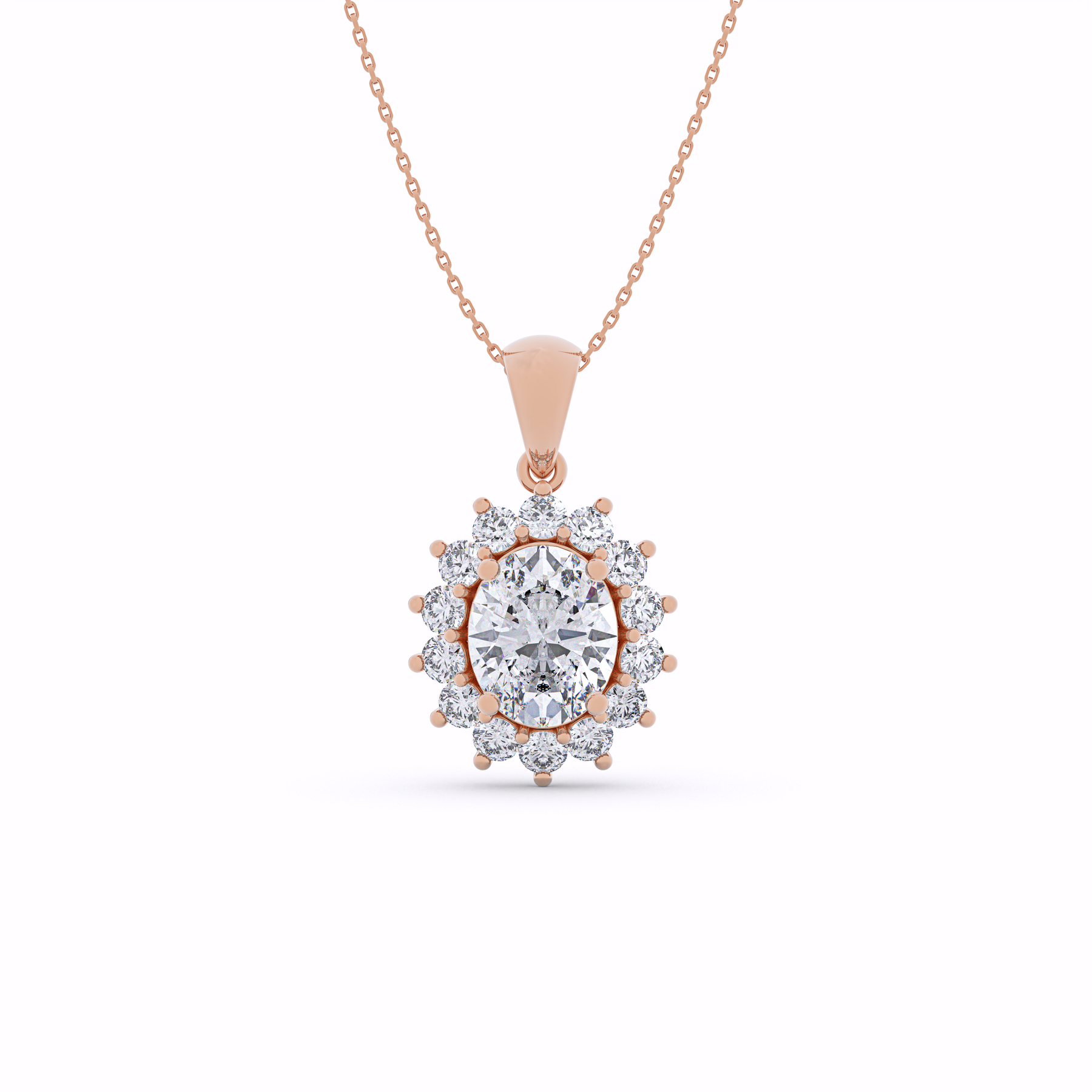 GRACE Lab-Grown Diamond Oval Halo Pendant