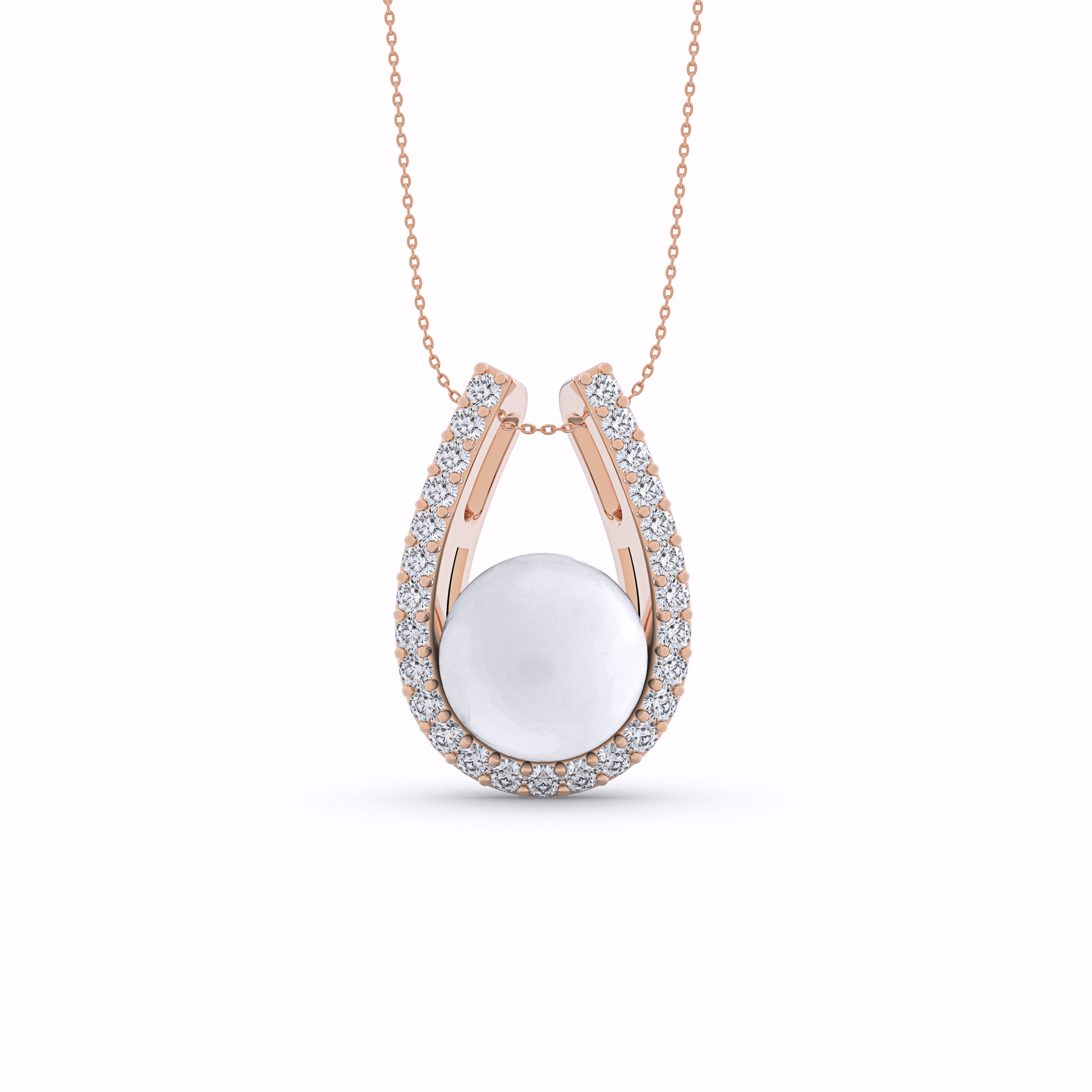 MAYA U-Shaped Diamond and Pearl Pendant