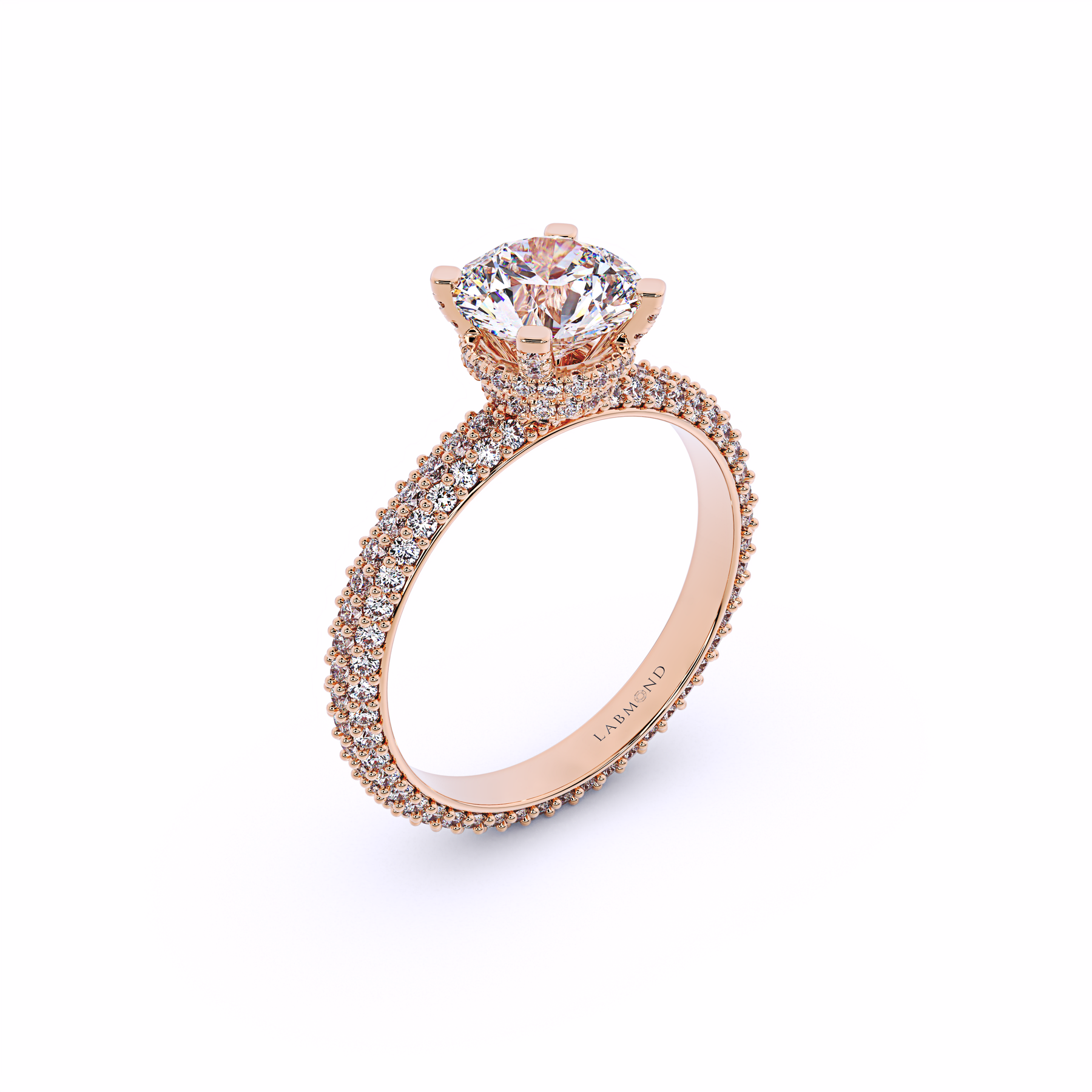 RIVA Micro Pave Round Double Underhalo Ring