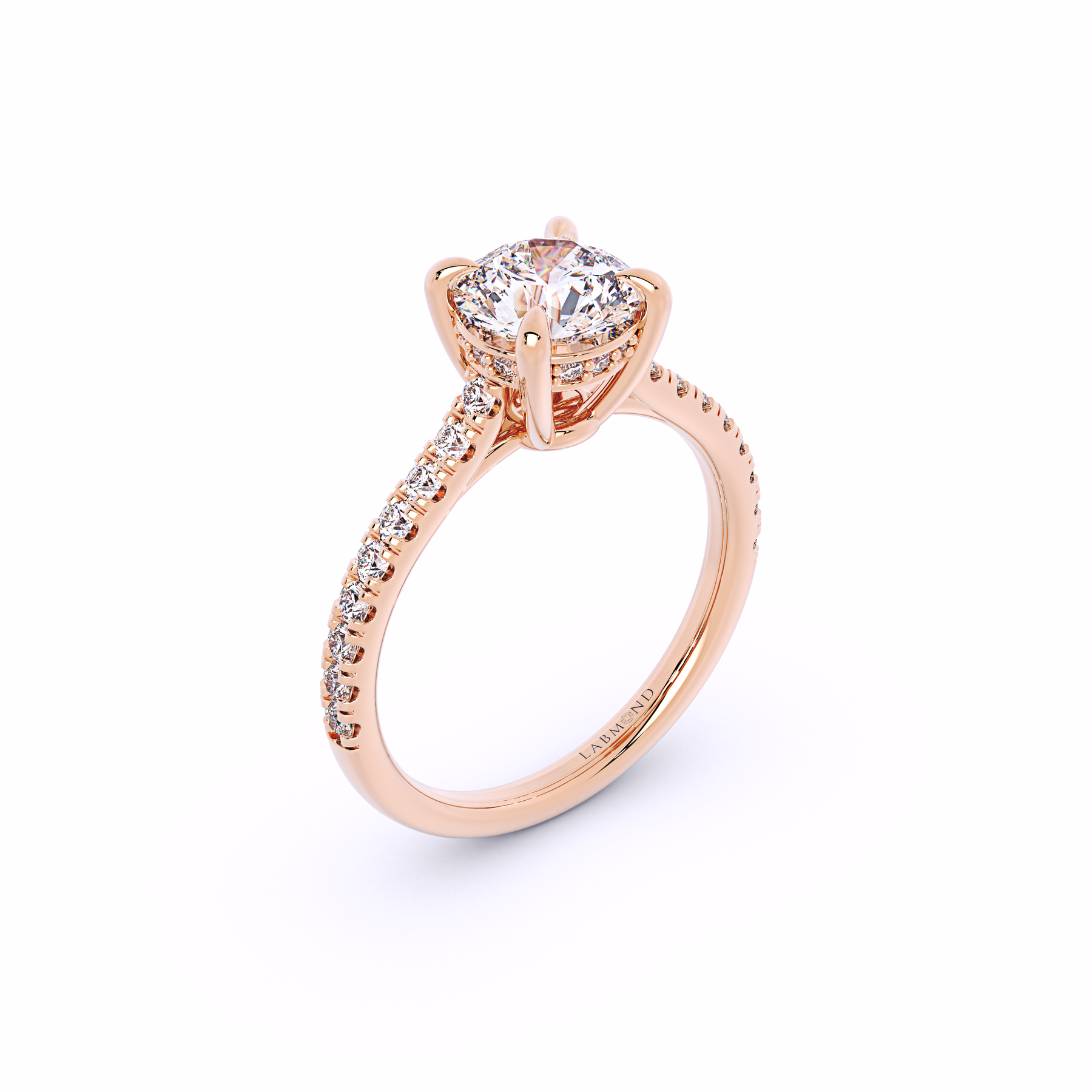 DUKE Round Cut Hidden Halo Engagement Rings