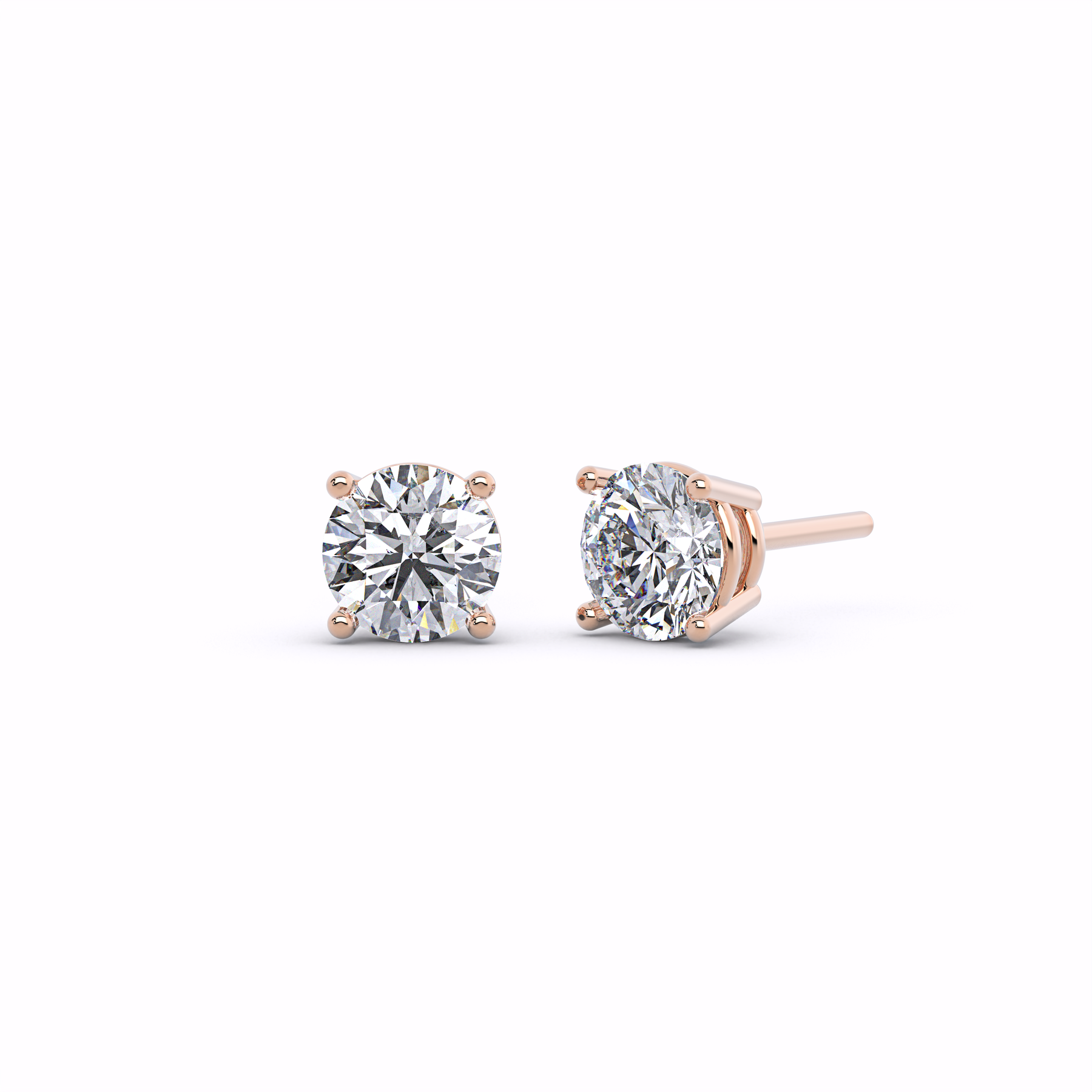 Simple Round Diamond Stud Earrings