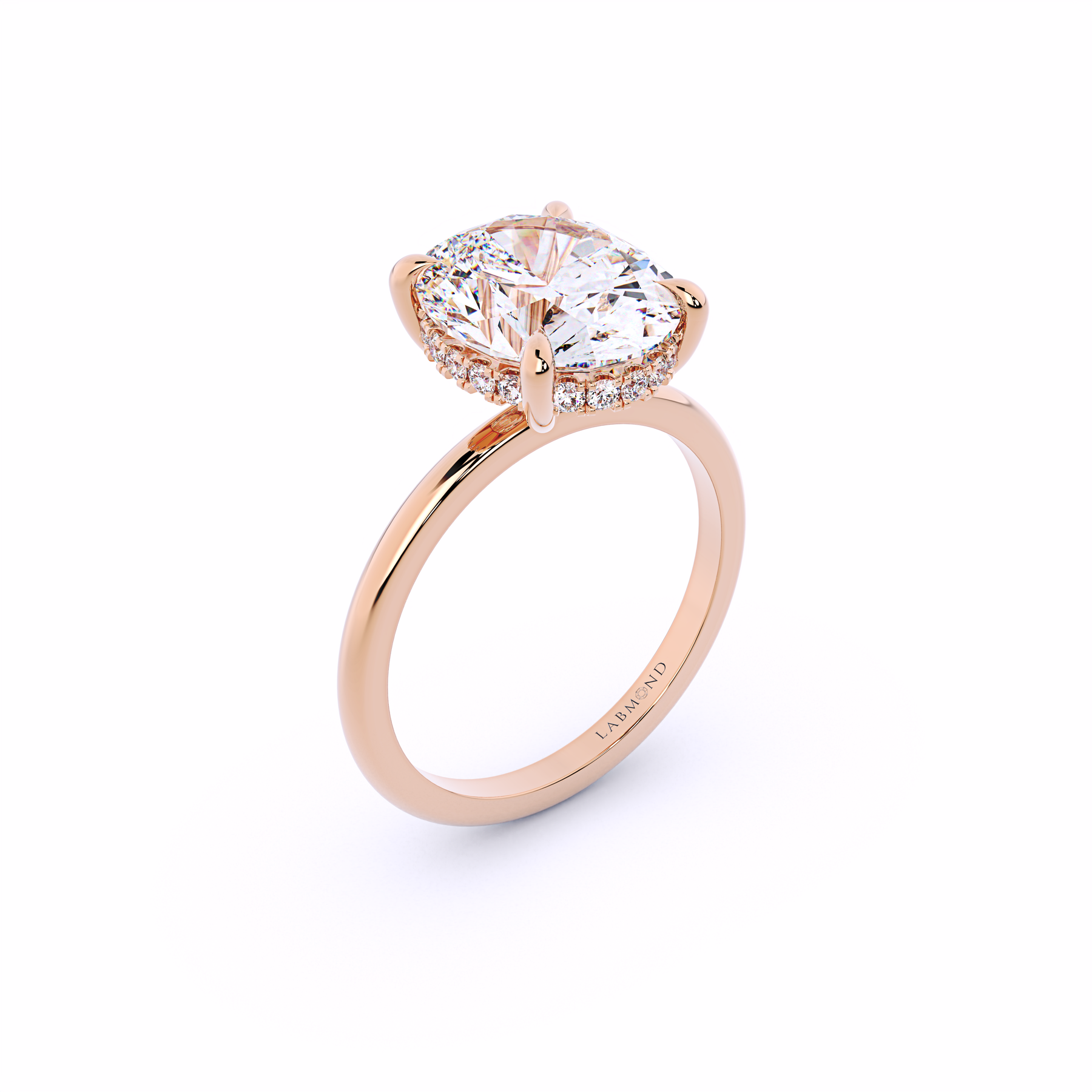 Simple Oval Hidden Halo Engagement Ring