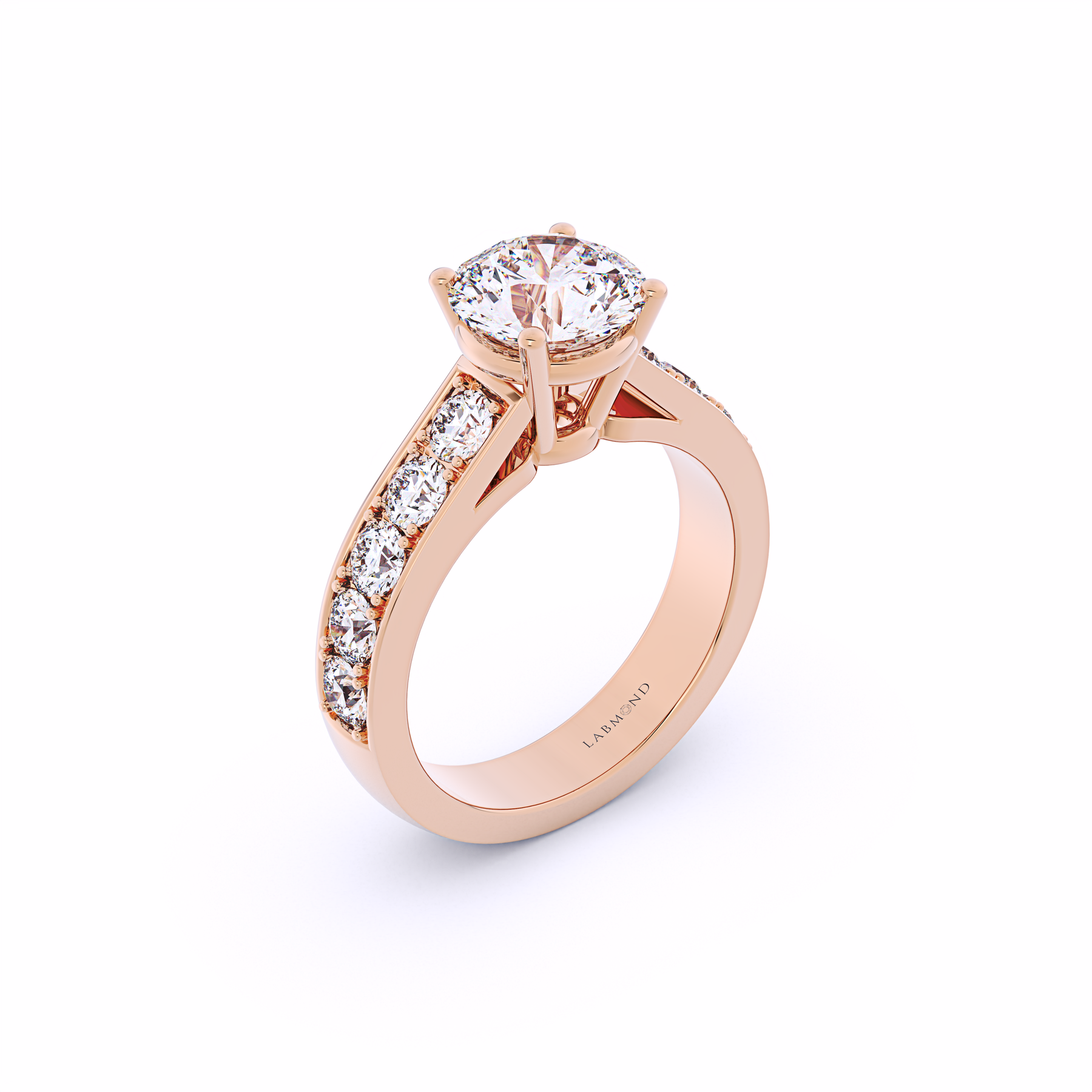 SYMPHONY Round Cut Side-Stone Engagement Ring