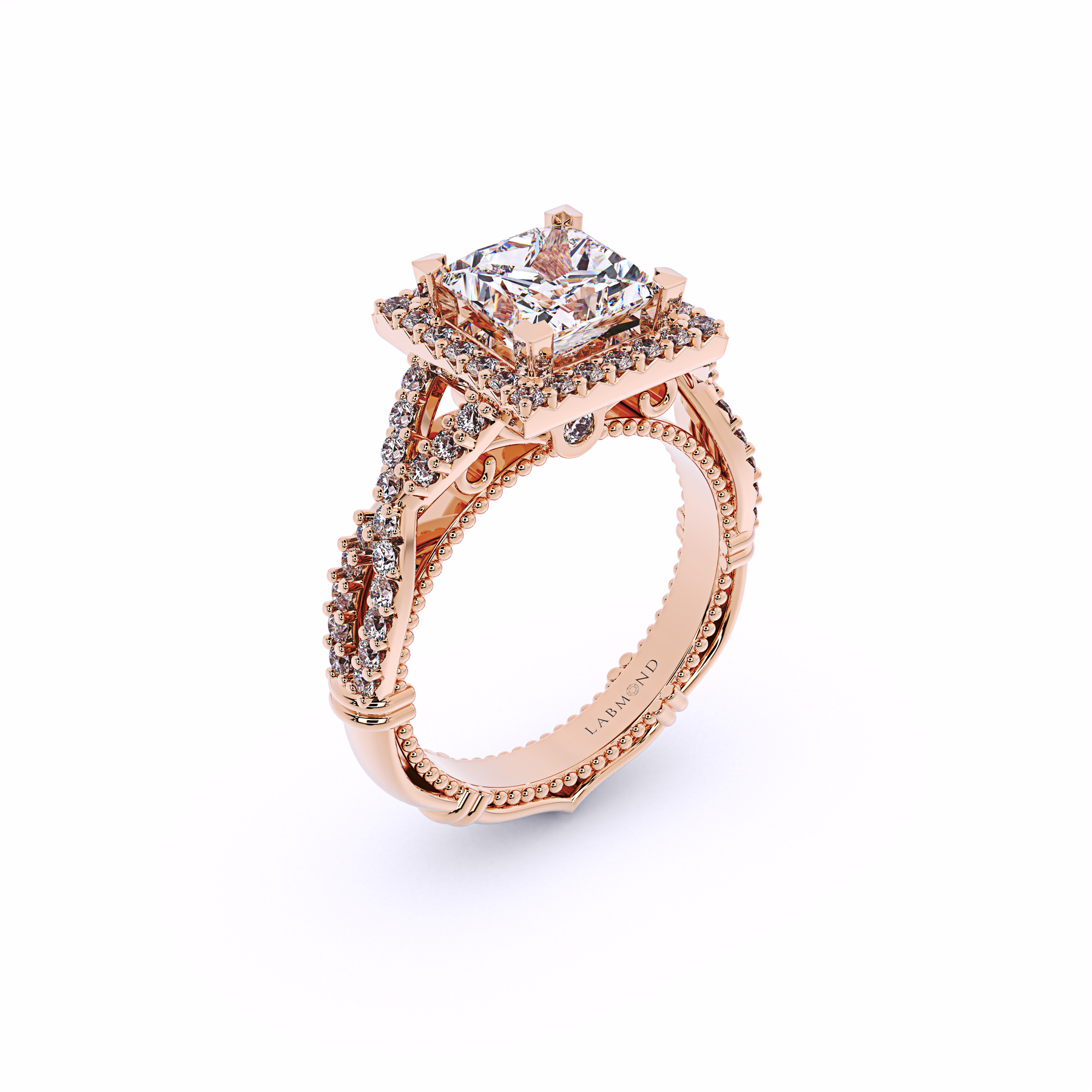 VALENCIA Princess Cut Square Halo Engagement Ring