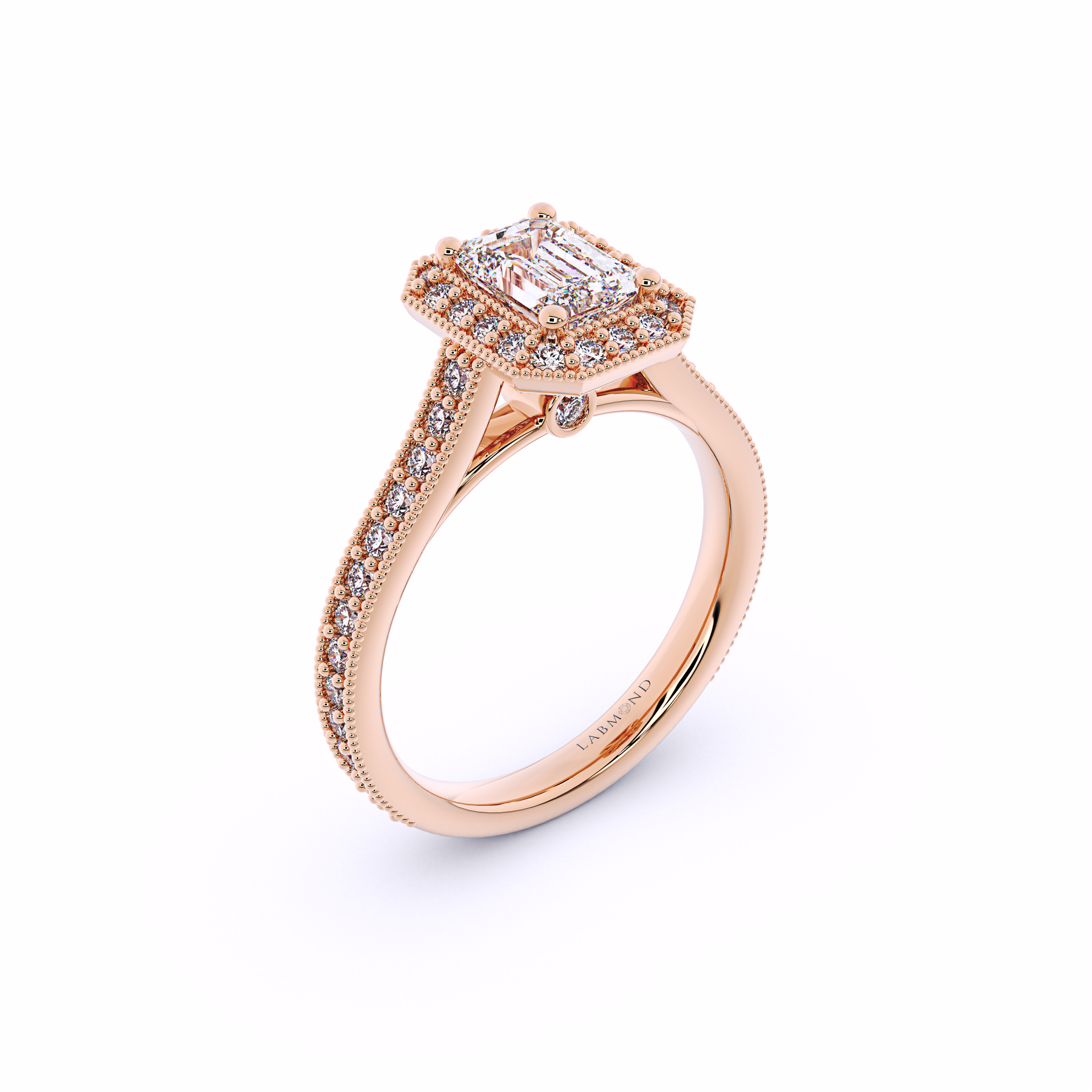 ELEMENT Emerald Cut Halo Engagement Ring